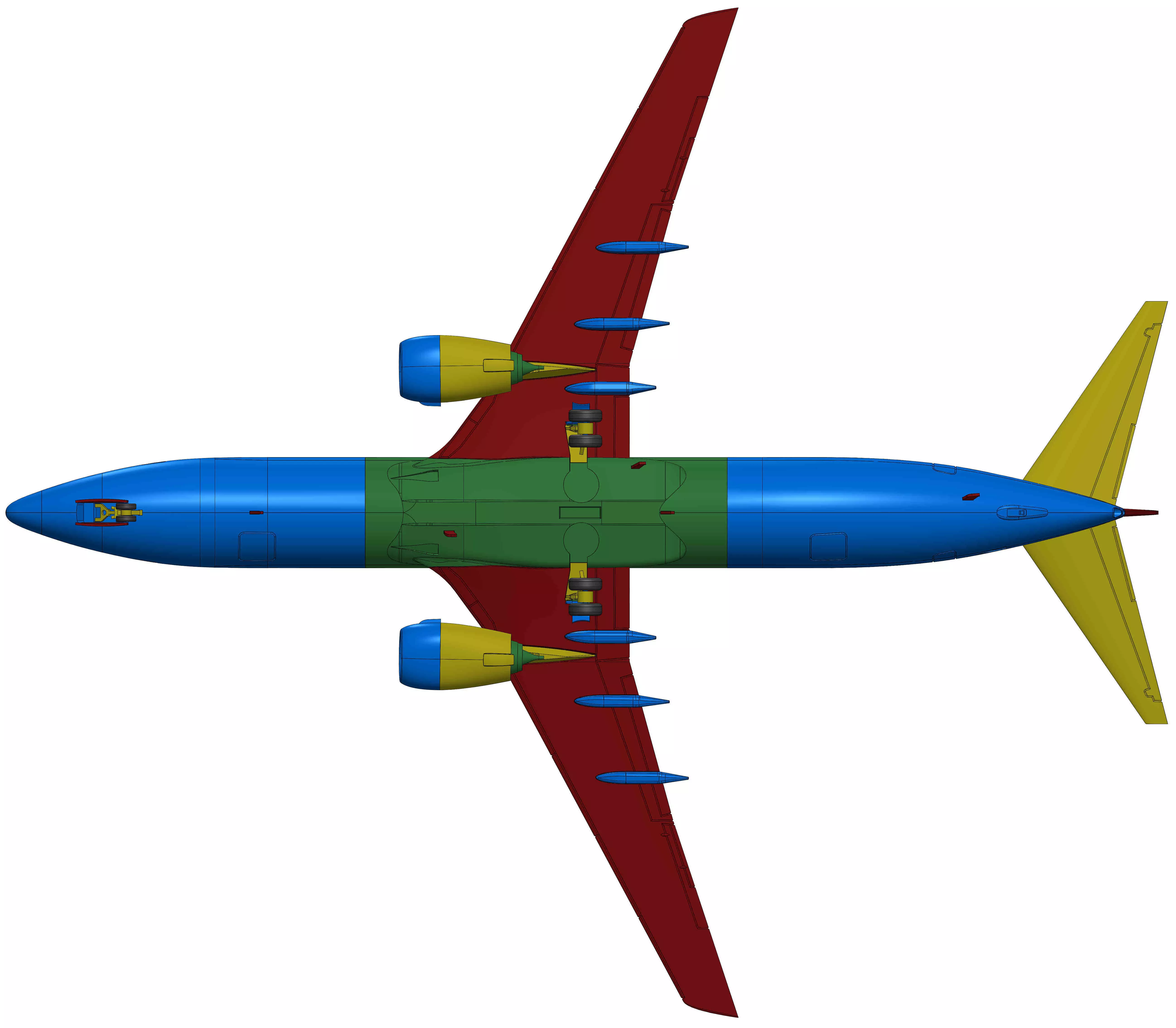 121211 Model kit Boeing 737-800 no Winglet Down 3D print model_18