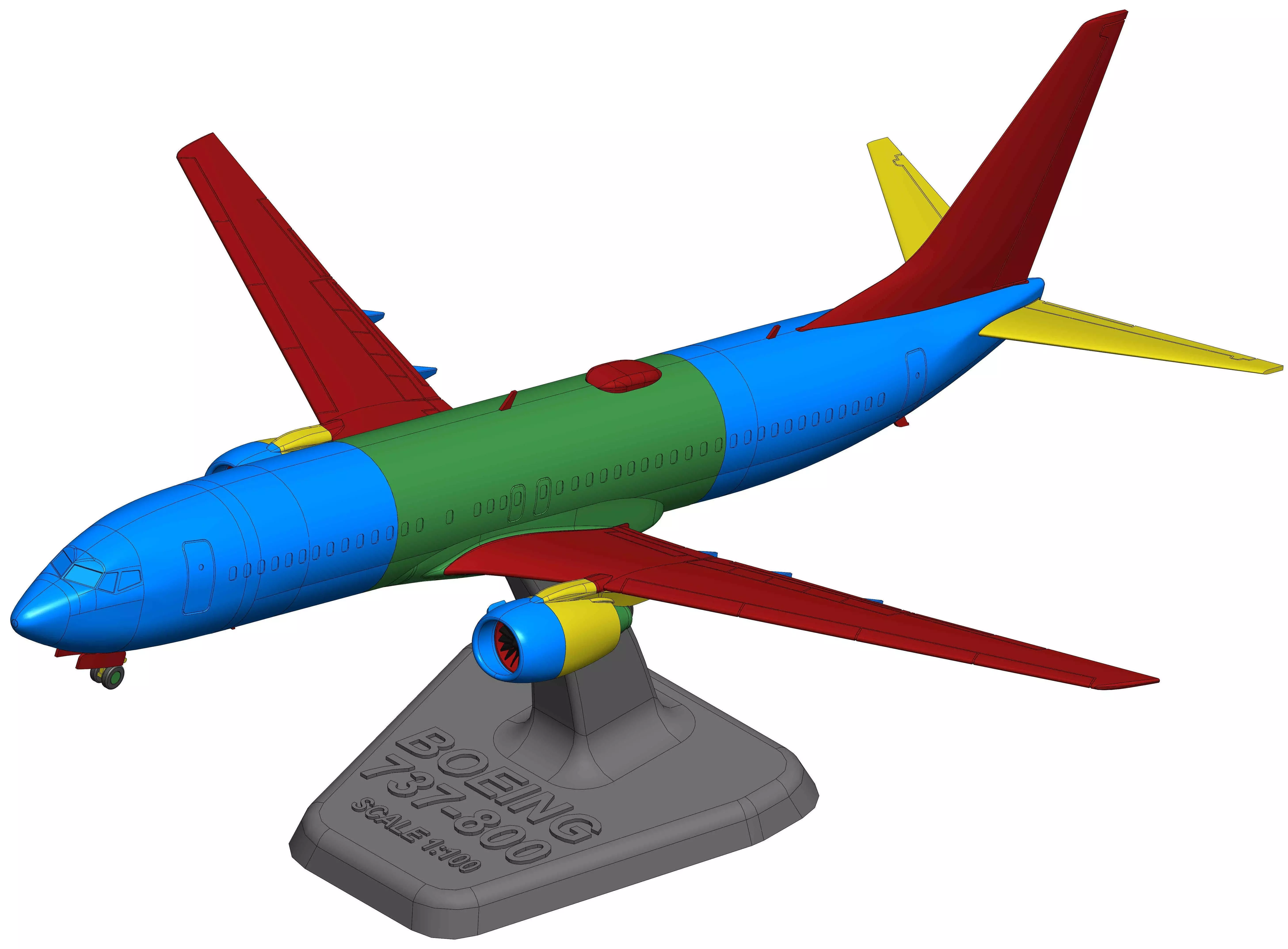 121211 Model kit Boeing 737-800 no Winglet Down 3D print model_25