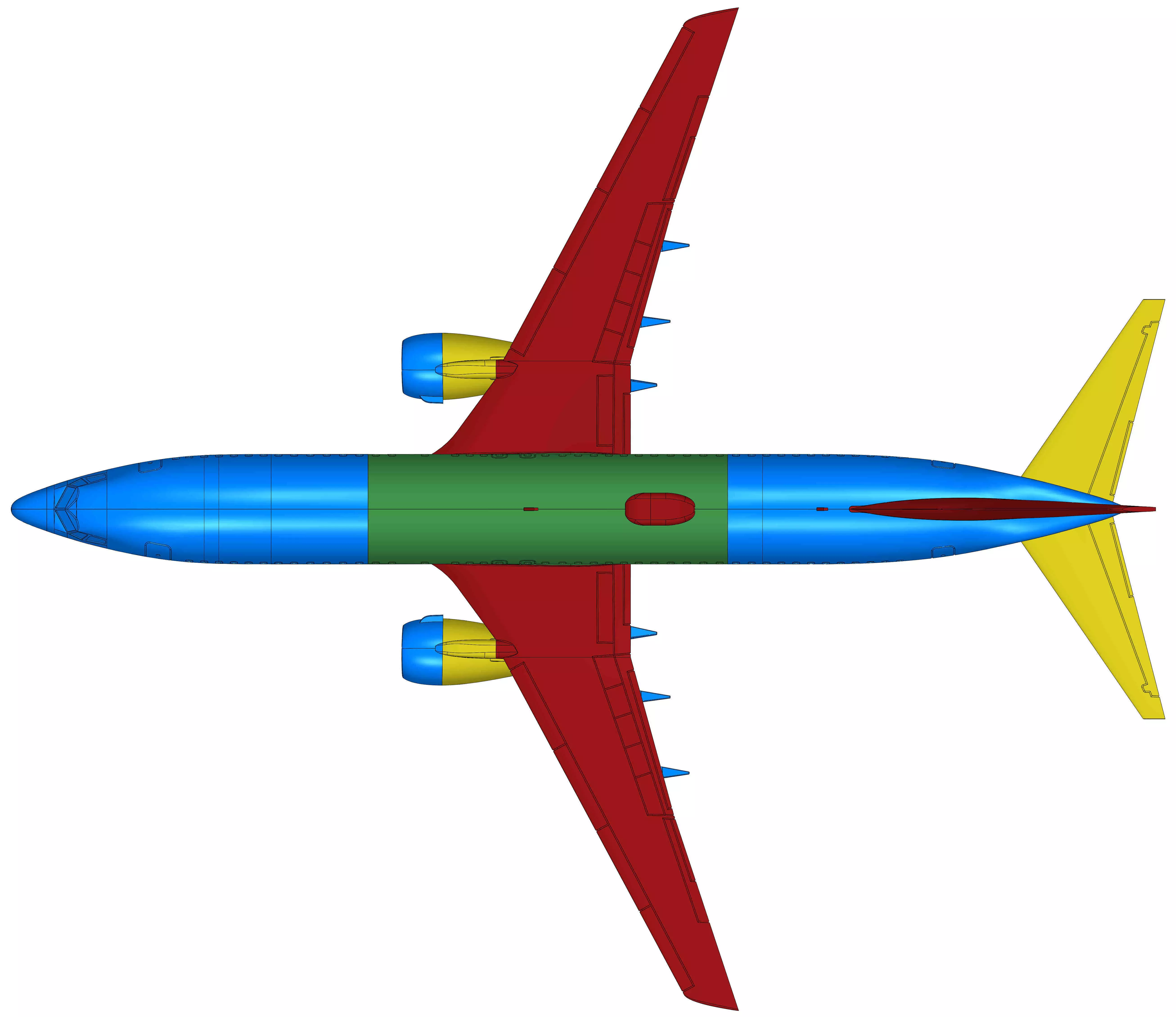 121211 Model kit Boeing 737-800 no Winglet Down 3D print model_17