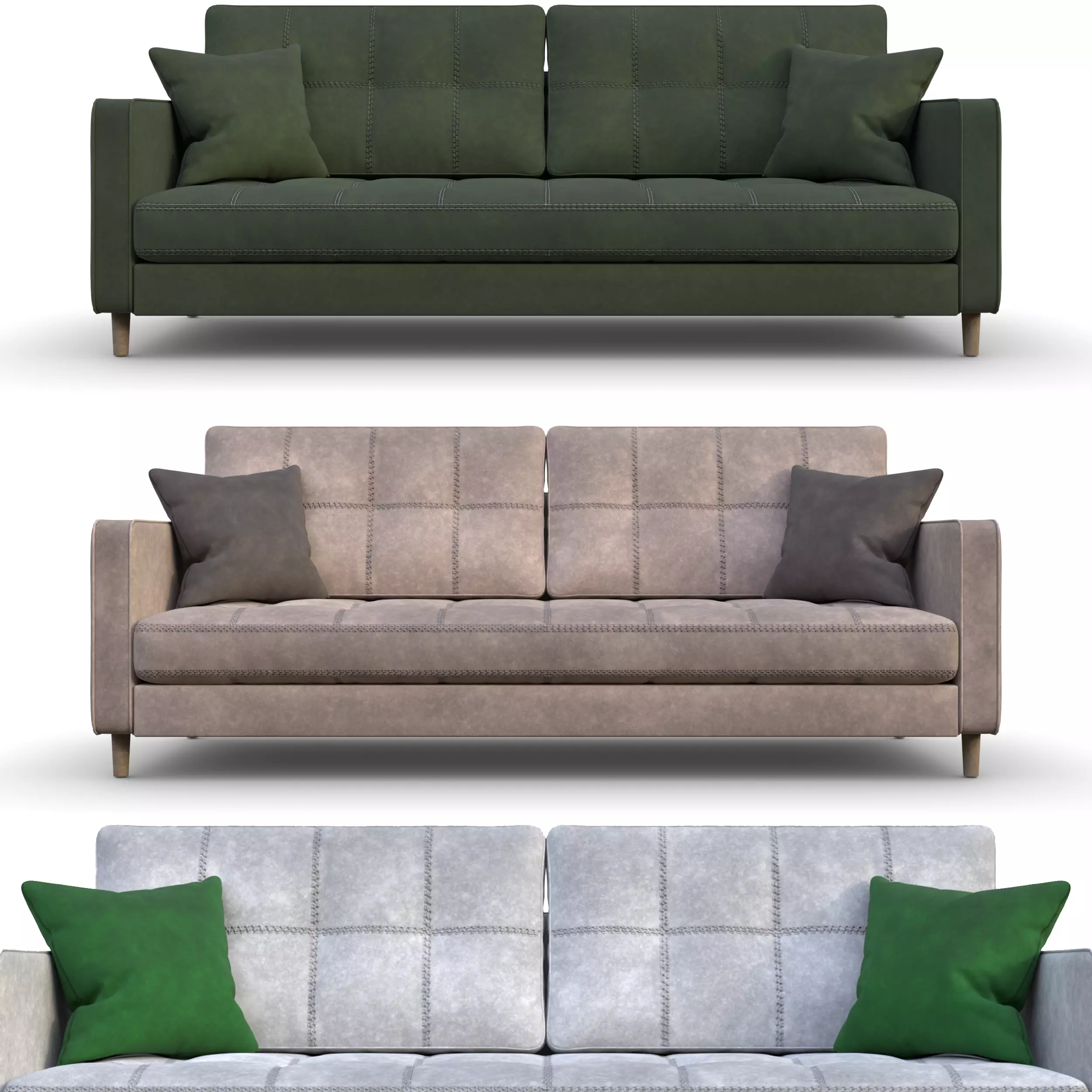 Modern 3-Seater Sofa 3D model_0