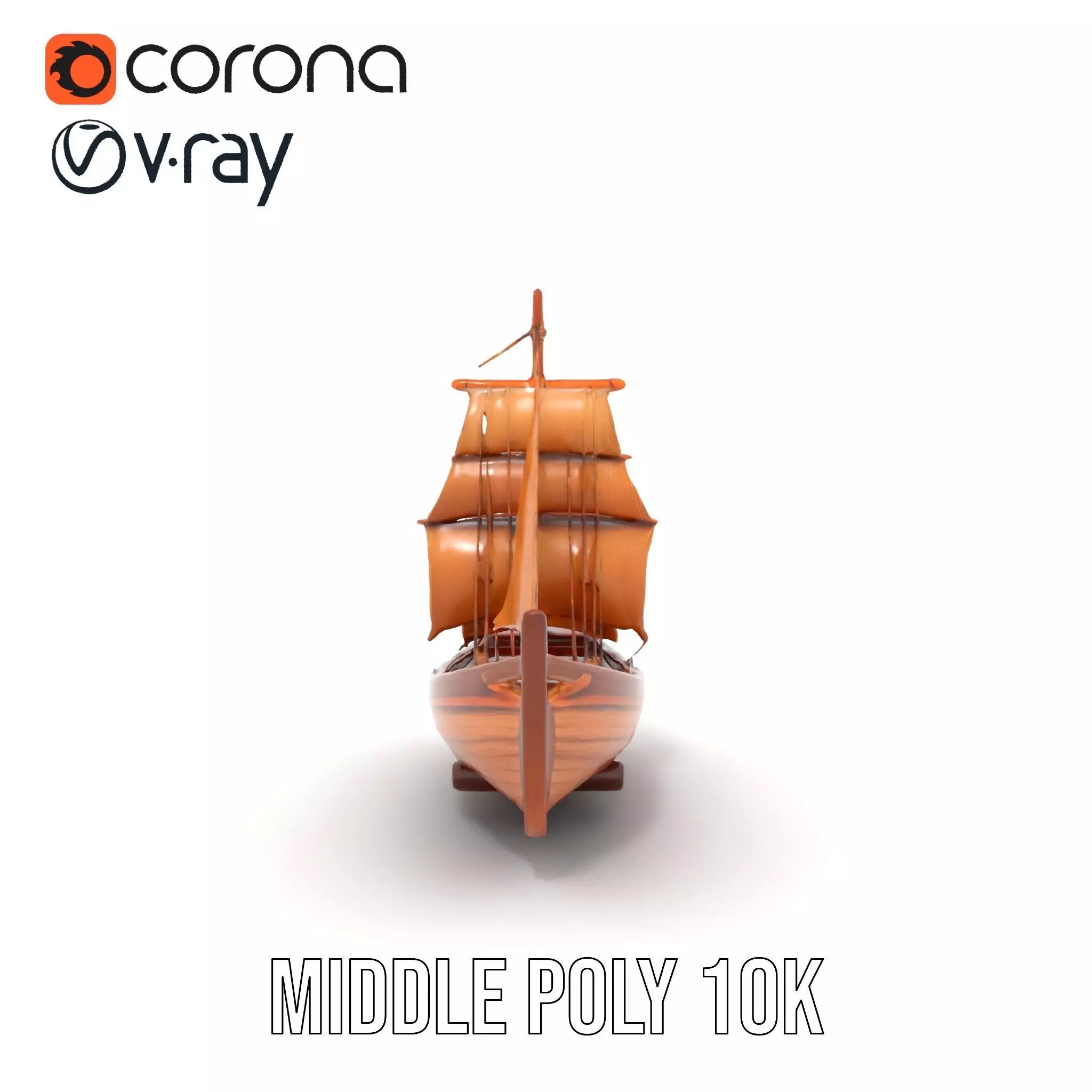 Wooden Sailing Ship Model Pack with Detailed Textures Low-poly 3D model_19