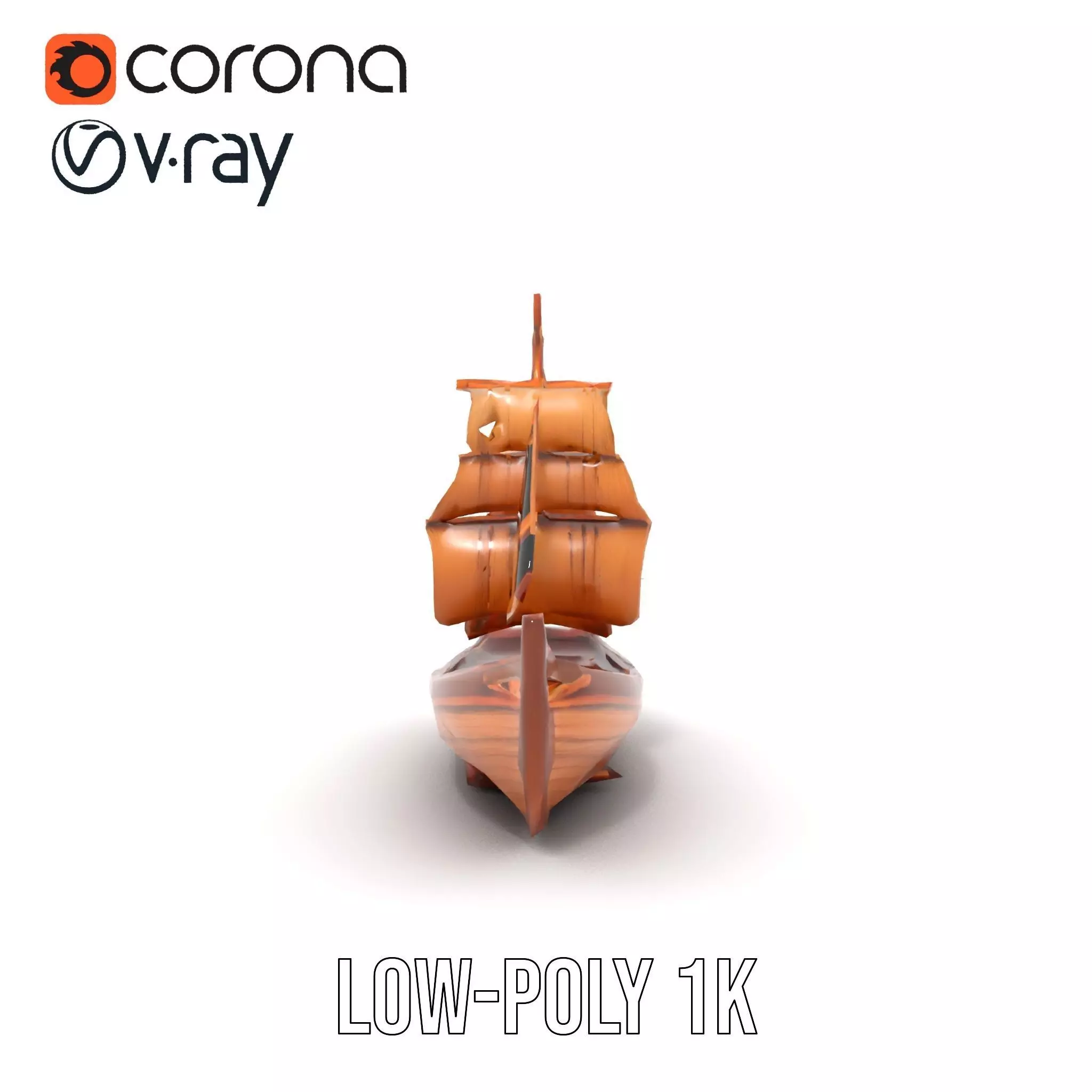 Wooden Sailing Ship Model Pack with Detailed Textures Low-poly 3D model_26