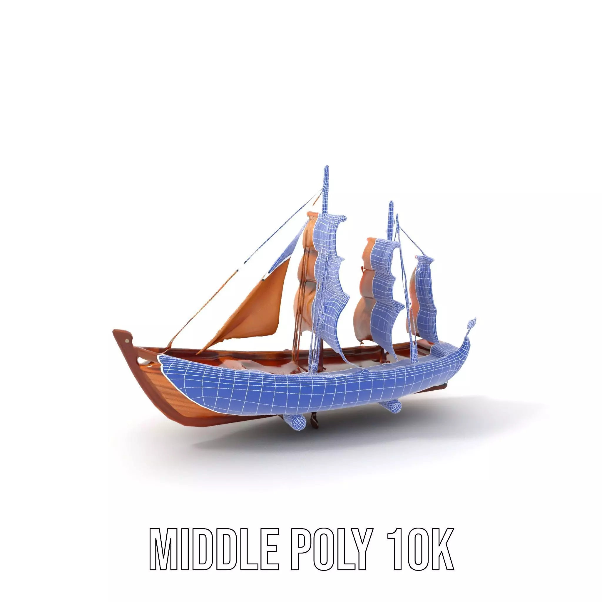 Wooden Sailing Ship Model Pack with Detailed Textures Low-poly 3D model_17
