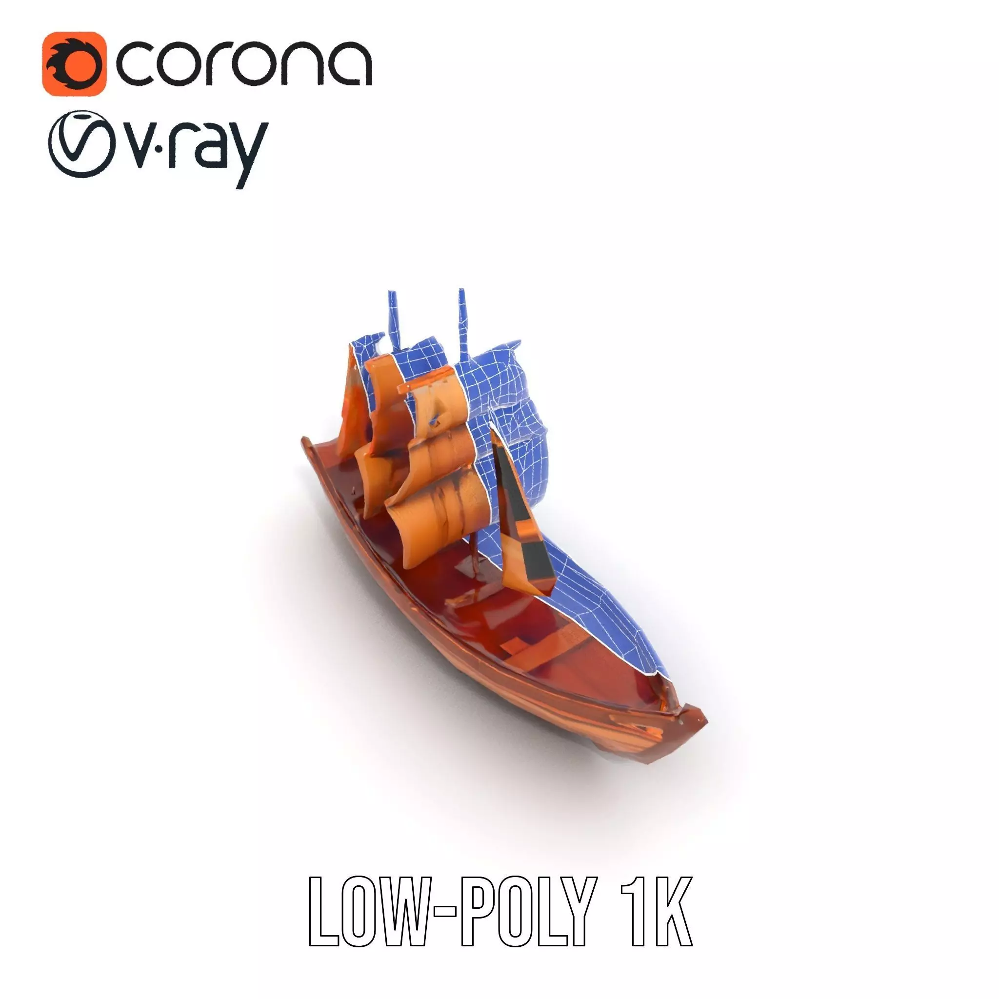 Wooden Sailing Ship Model Pack with Detailed Textures Low-poly 3D model_20