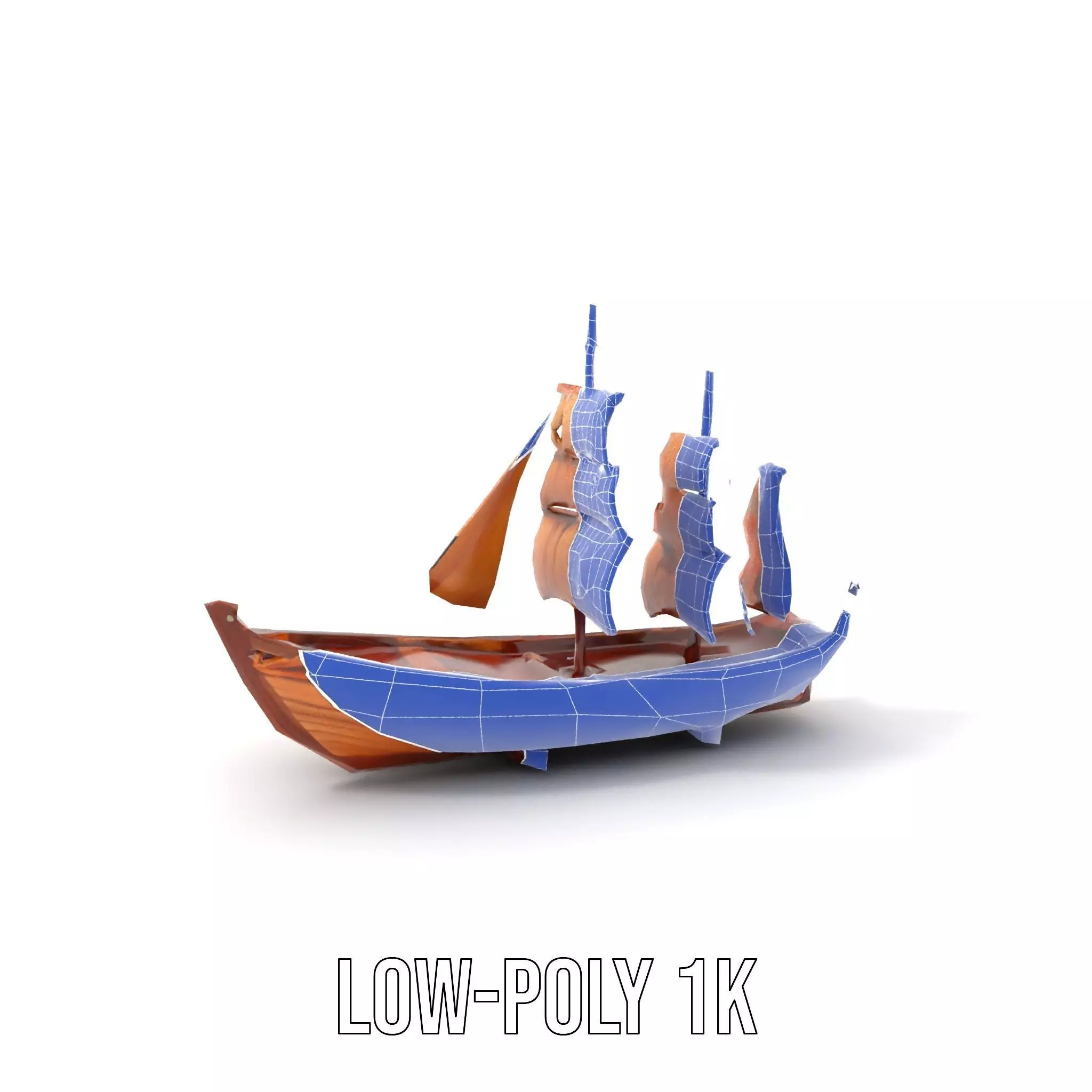 Wooden Sailing Ship Model Pack with Detailed Textures Low-poly 3D model_29