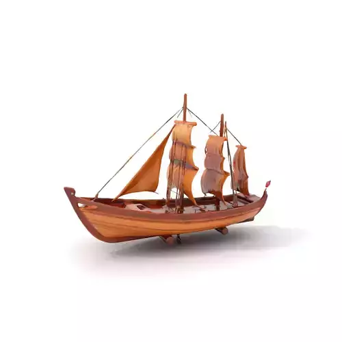 Wooden Sailing Ship Model Pack with Detailed Textures Low-poly 3D model
