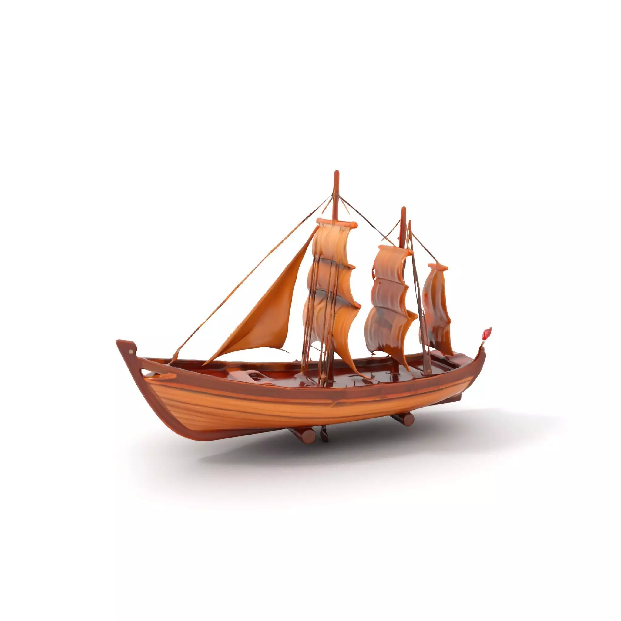 Wooden Sailing Ship Model Pack with Detailed Textures Low-poly 3D model_0