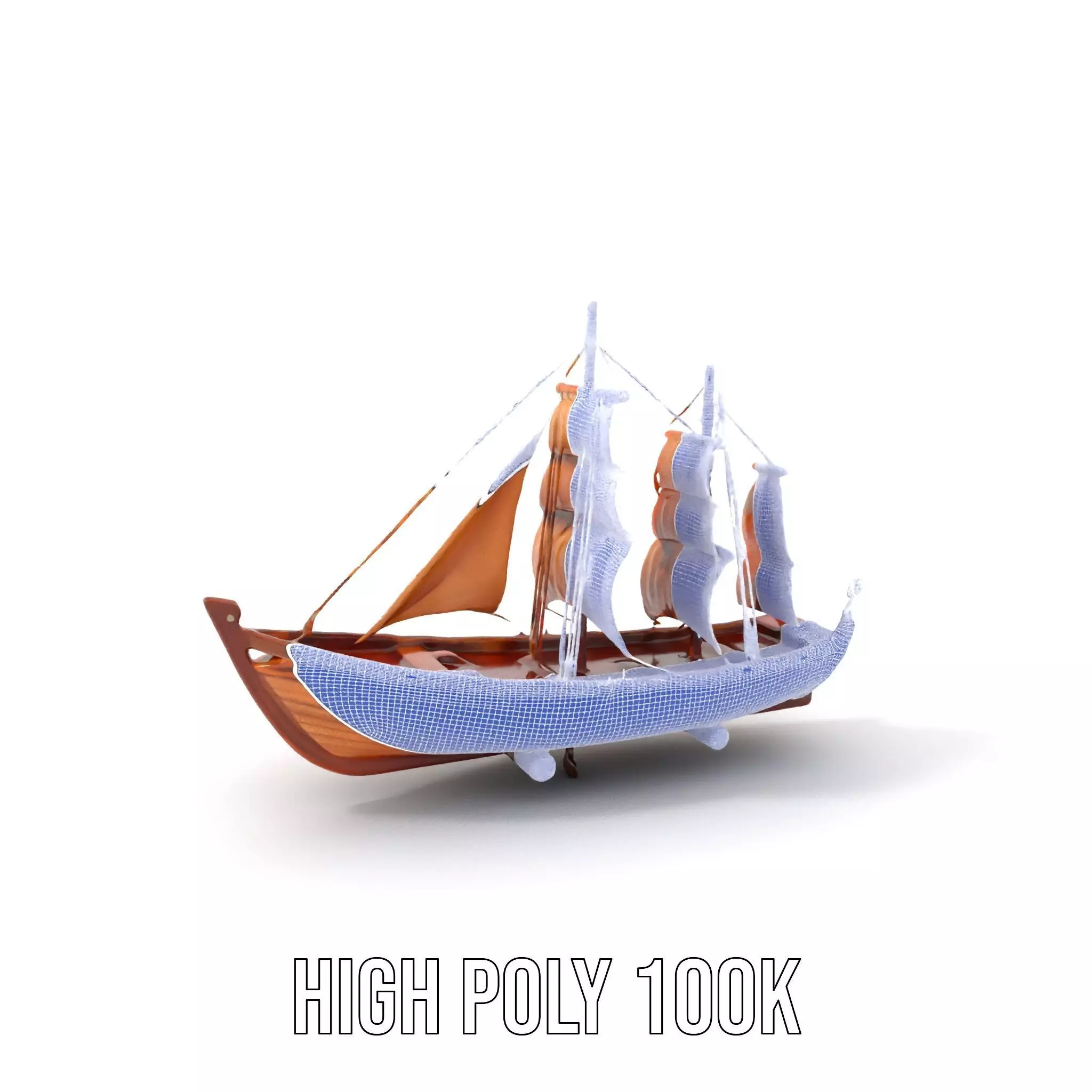 Wooden Sailing Ship Model Pack with Detailed Textures Low-poly 3D model_5