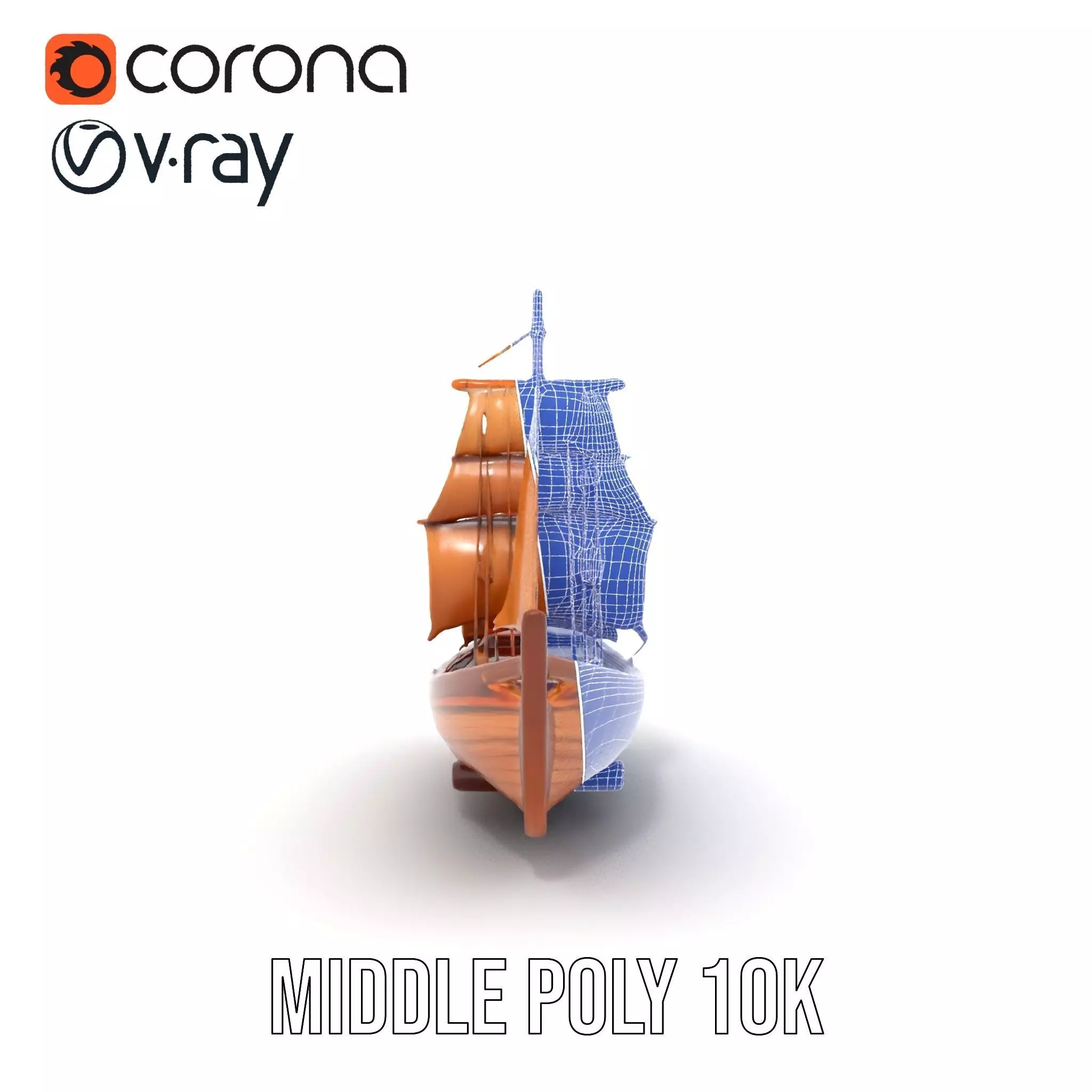Wooden Sailing Ship Model Pack with Detailed Textures Low-poly 3D model_28
