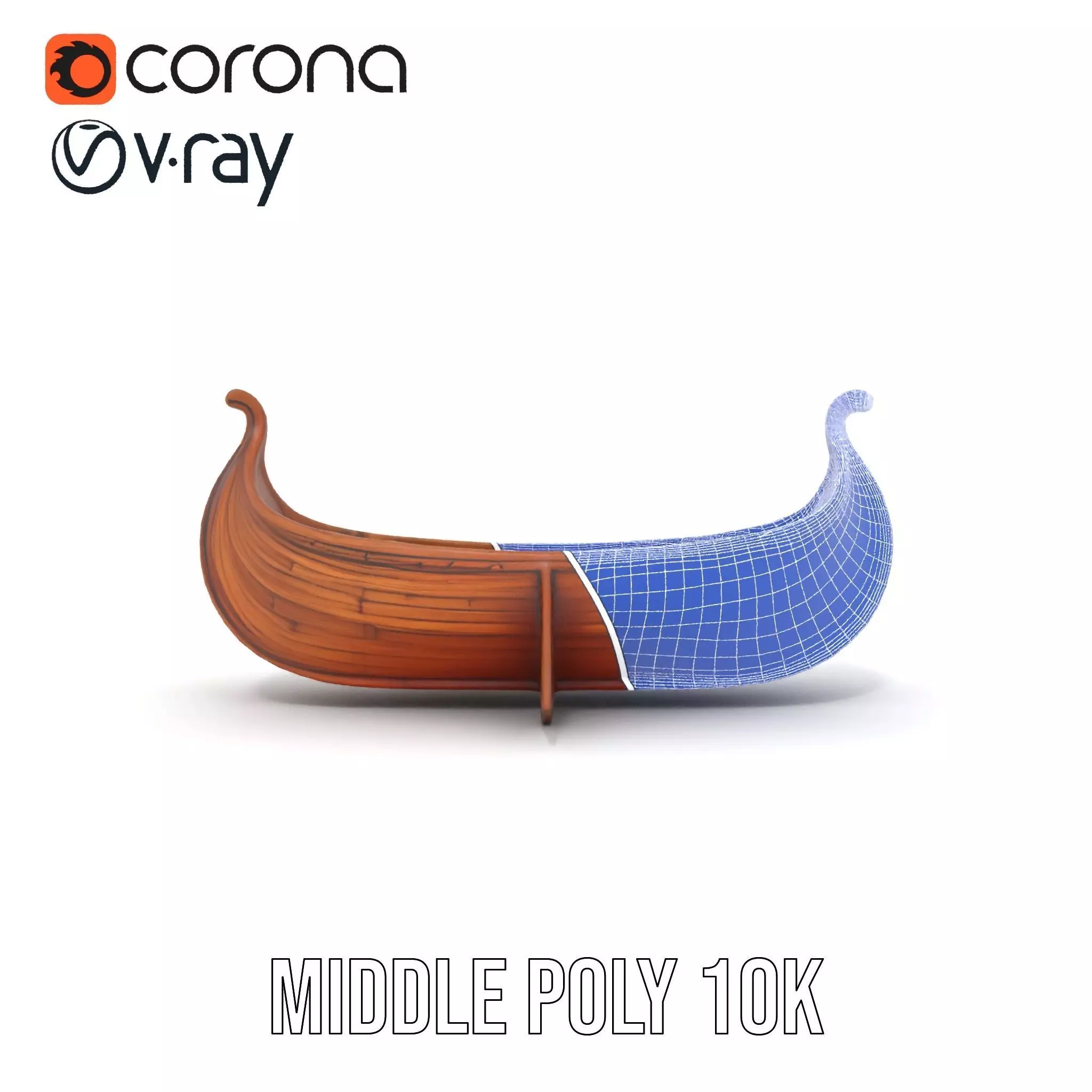 Viking Longboat Wooden Model Pack Low-poly 3D model_31
