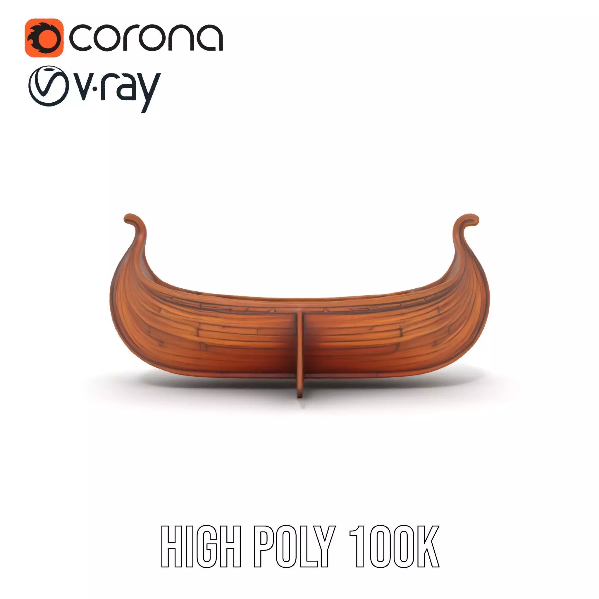 Viking Longboat Wooden Model Pack Low-poly 3D model_30