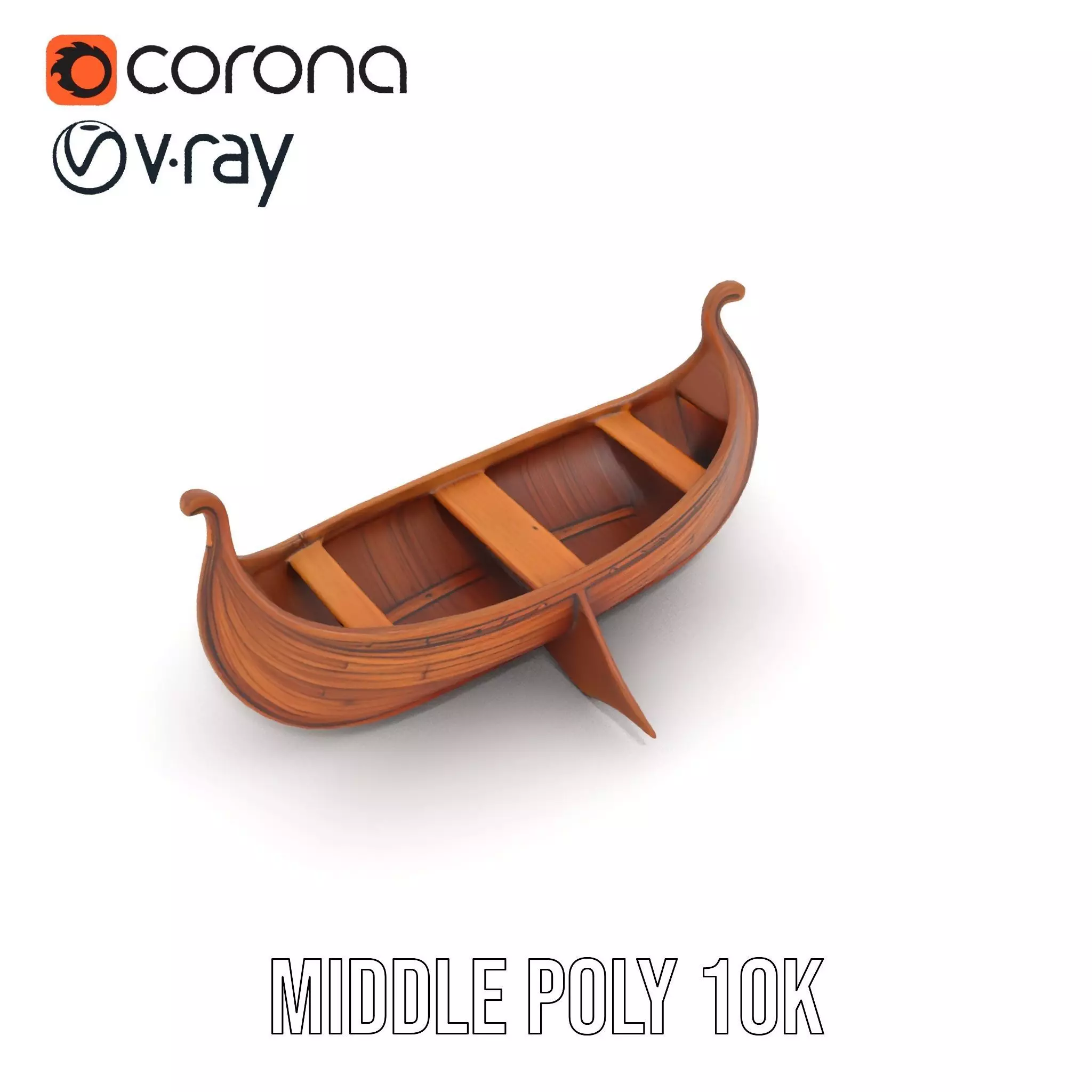 Viking Longboat Wooden Model Pack Low-poly 3D model_17