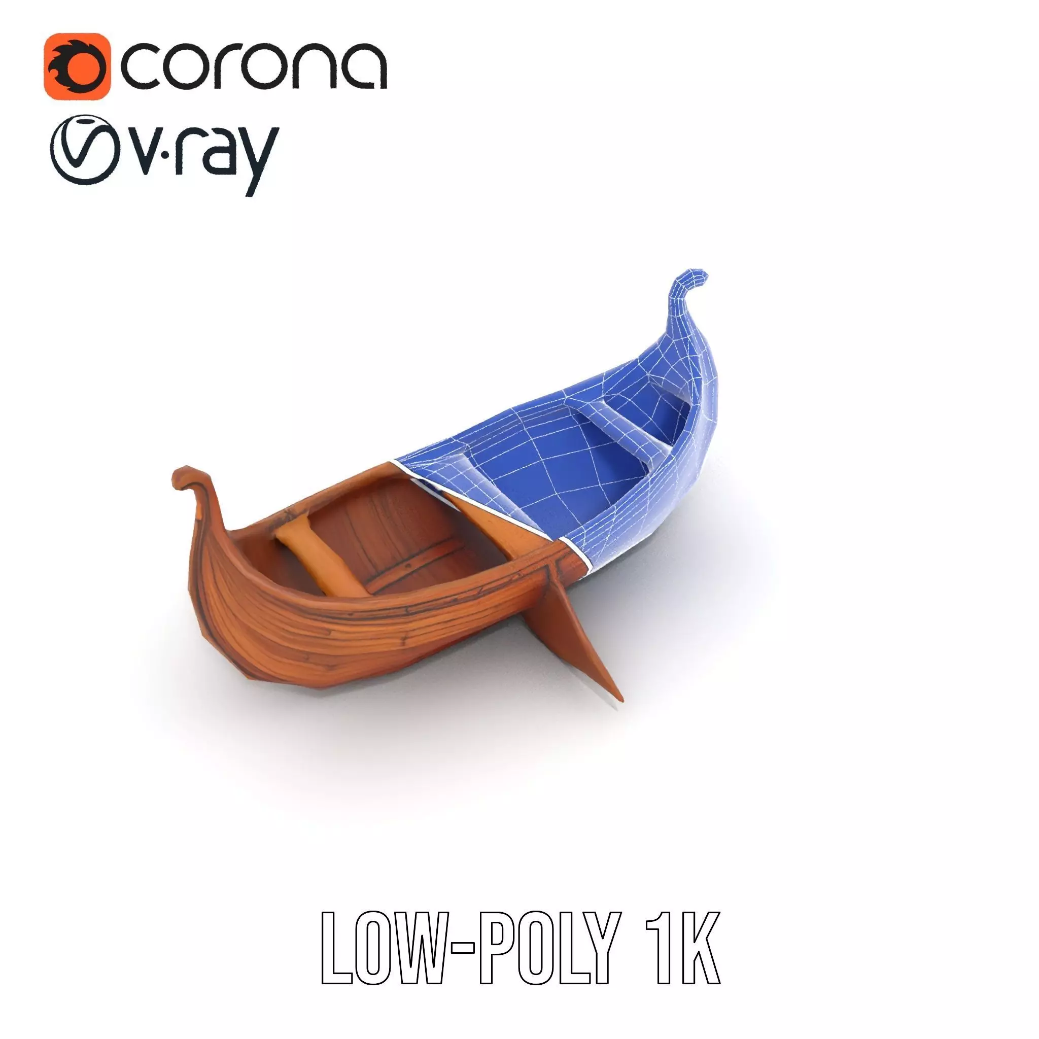 Viking Longboat Wooden Model Pack Low-poly 3D model_15