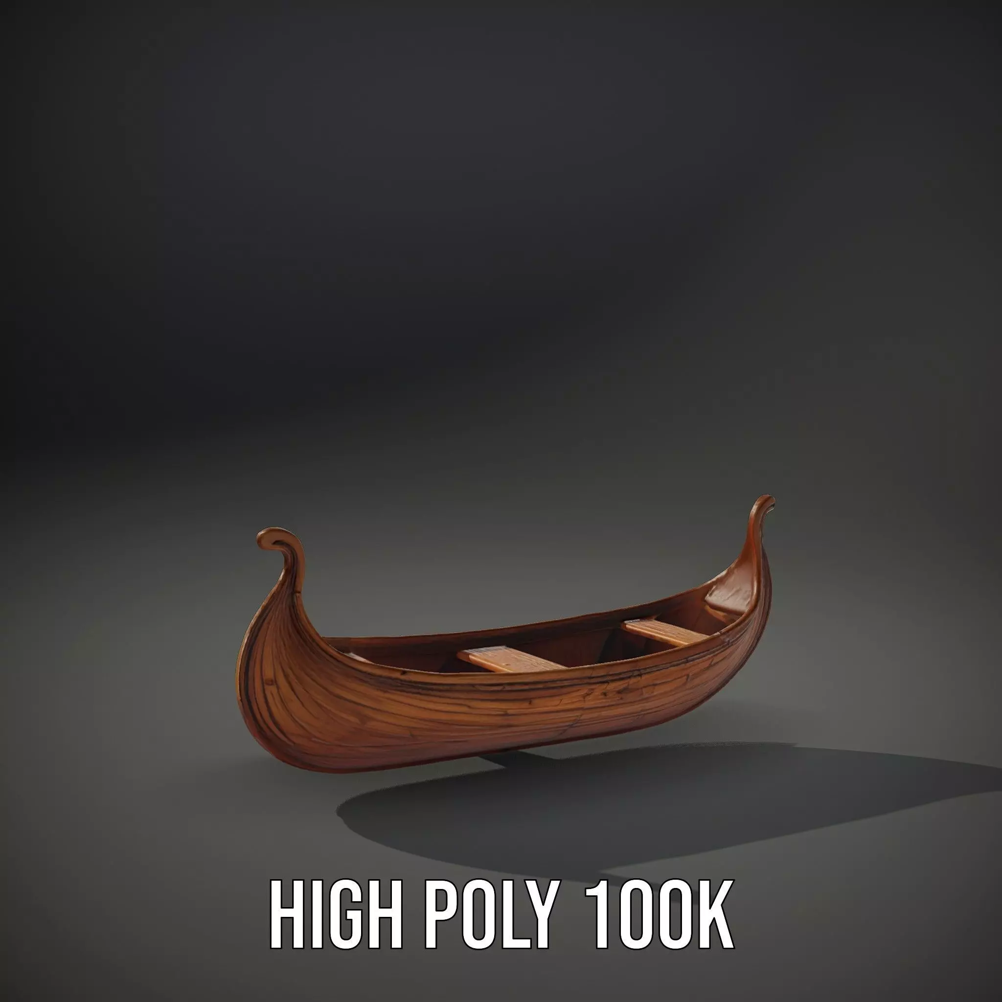 Viking Longboat Wooden Model Pack Low-poly 3D model_9