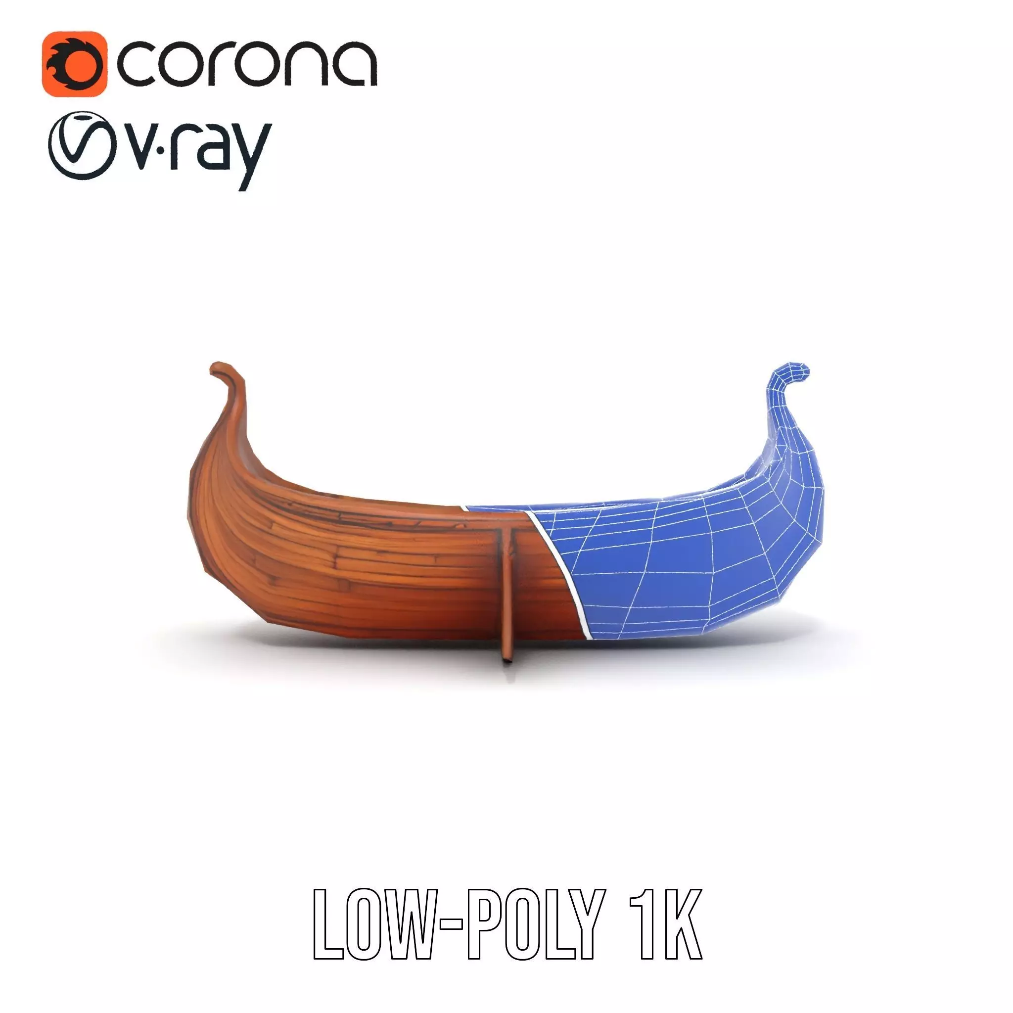 Viking Longboat Wooden Model Pack Low-poly 3D model_29
