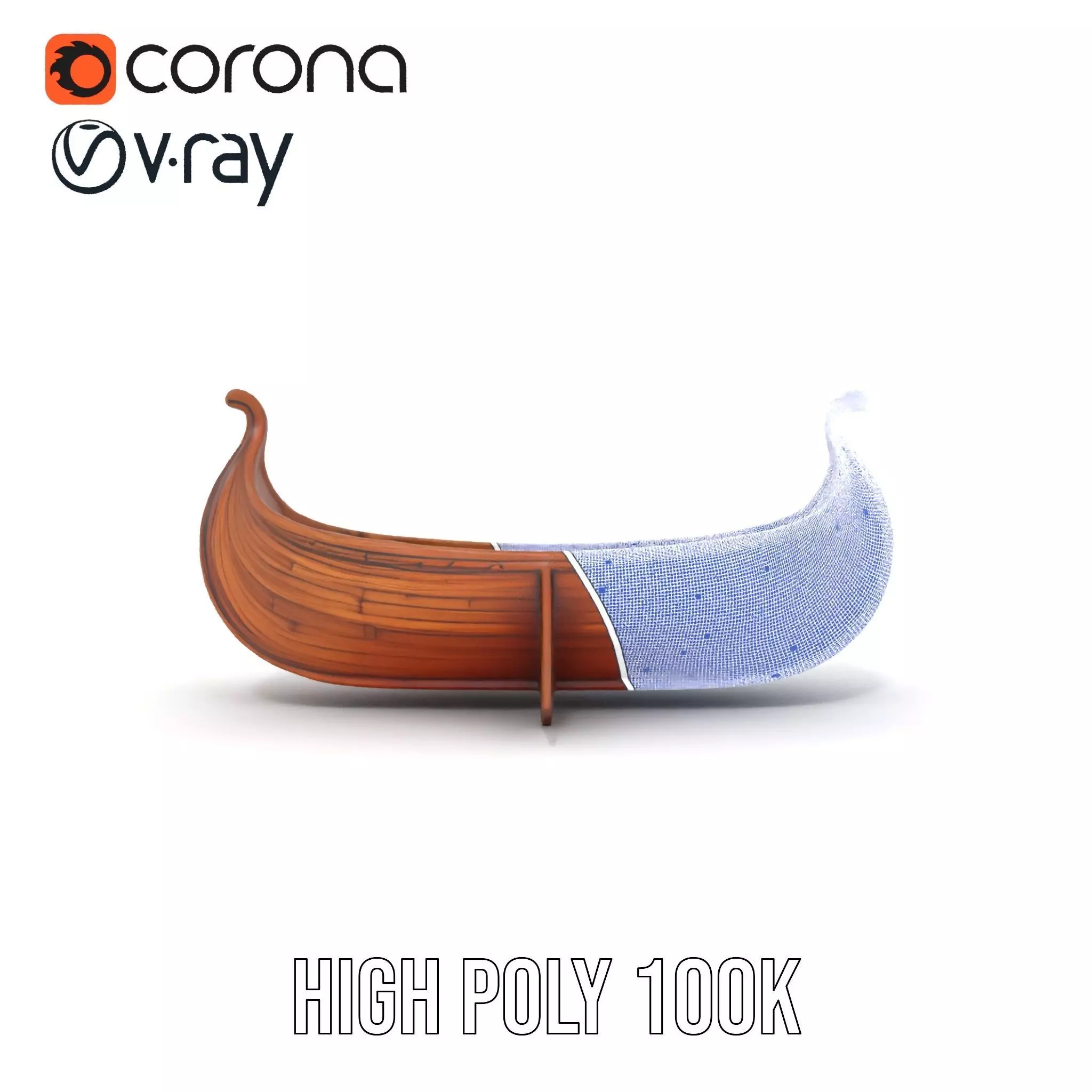 Viking Longboat Wooden Model Pack Low-poly 3D model_27