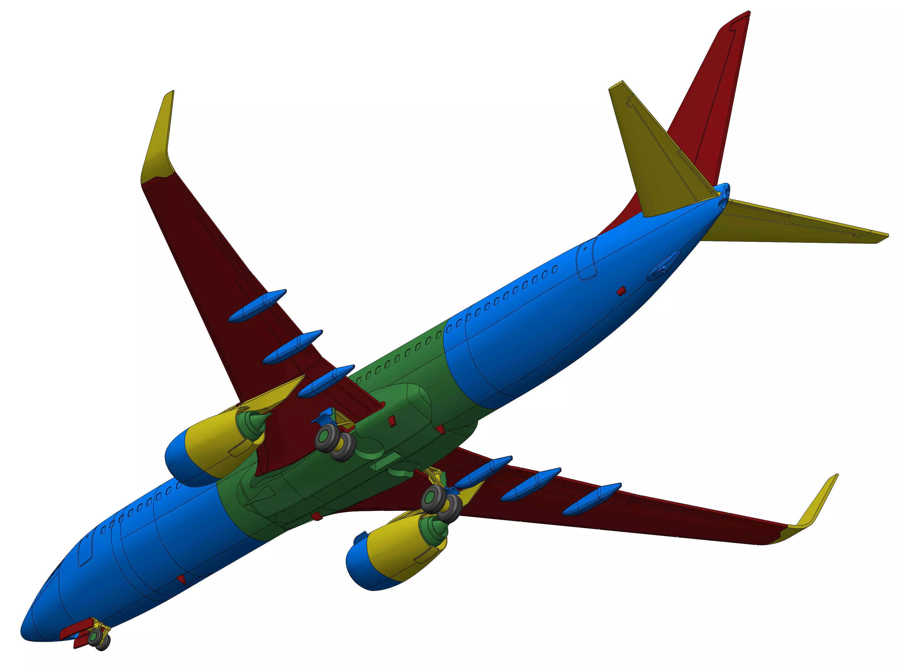 121213 Model kit Boeing 737-800 Sharklet Down 3D print model_20