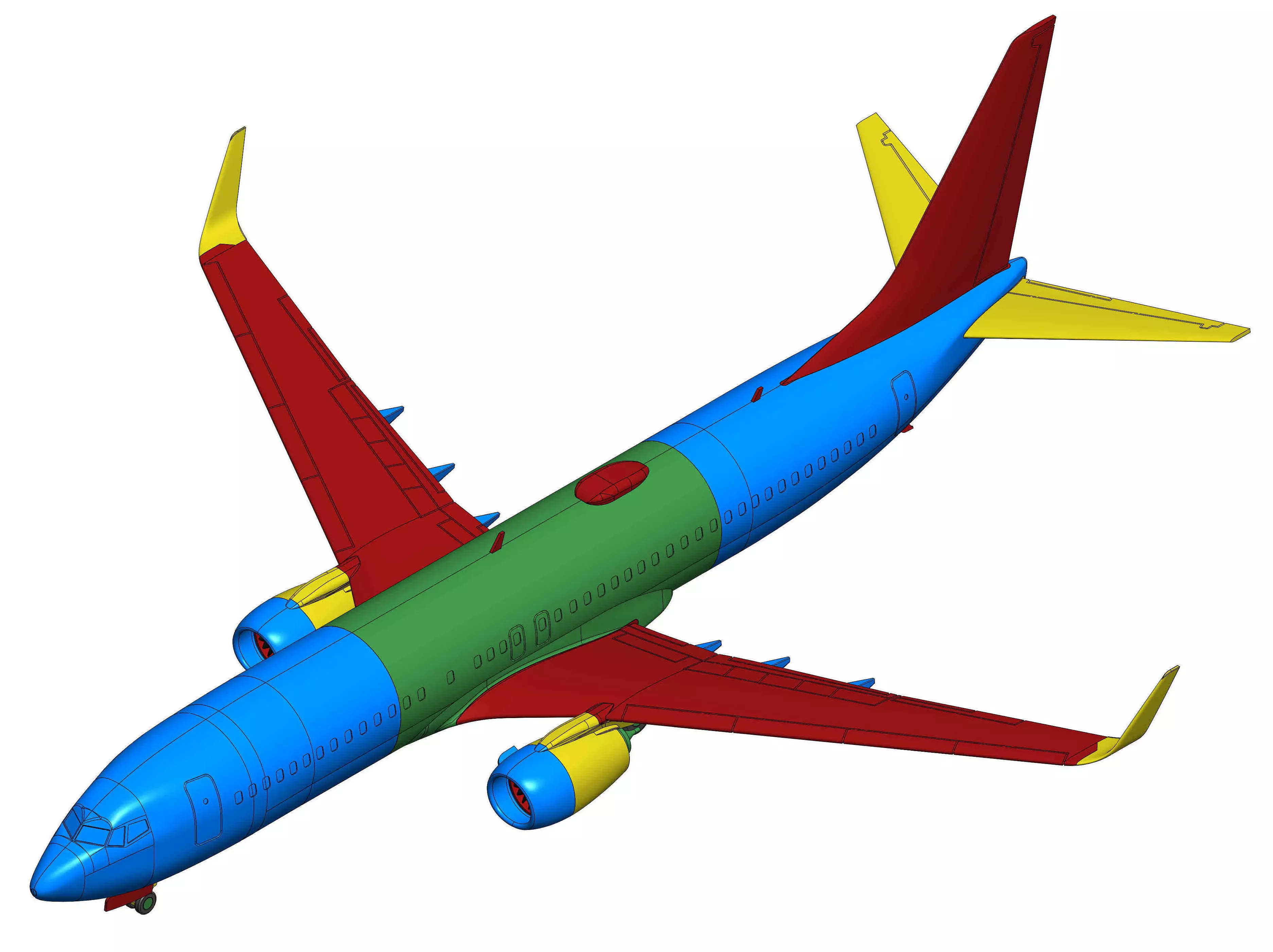 121213 Model kit Boeing 737-800 Sharklet Down 3D print model_19