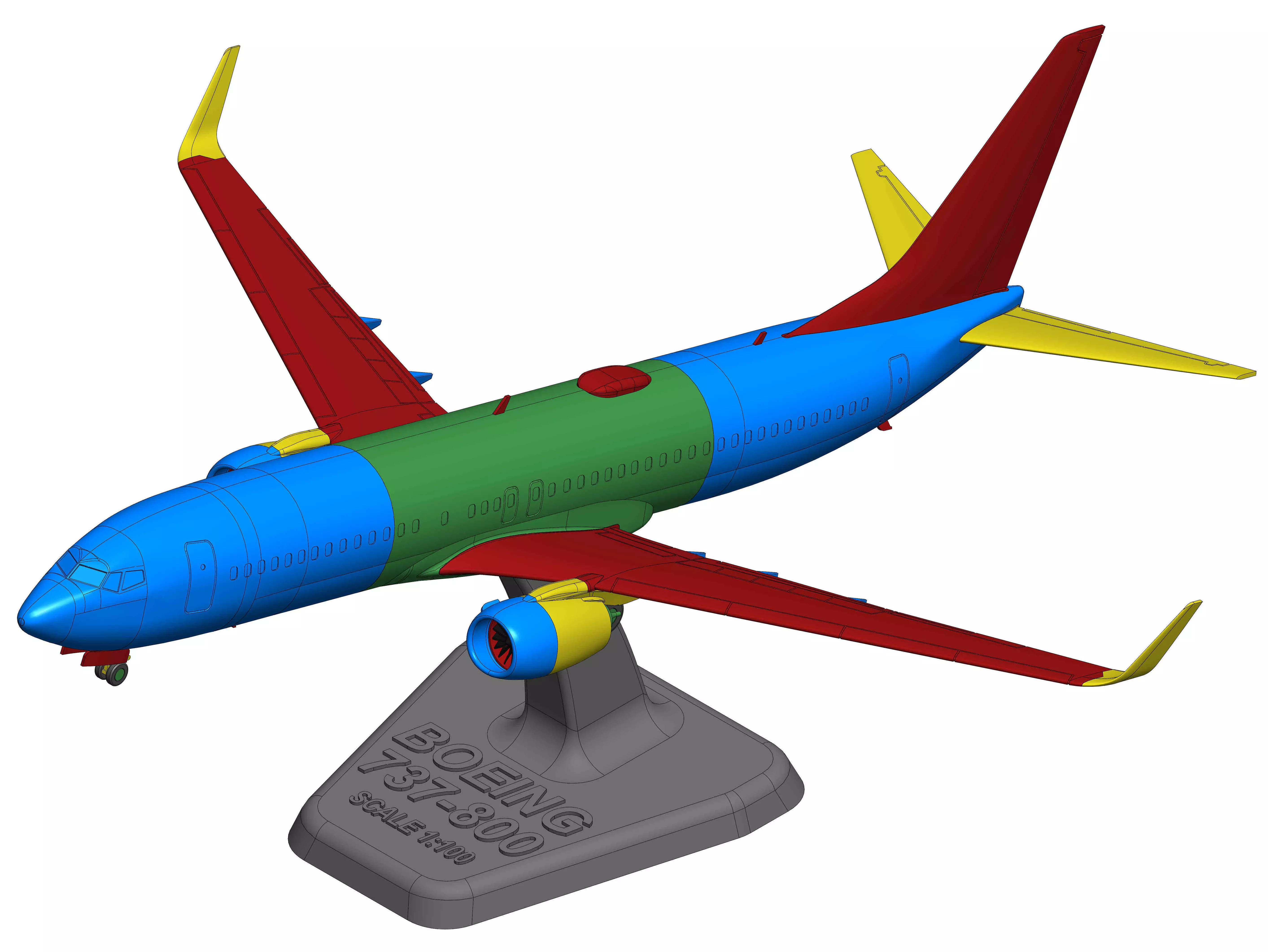 121213 Model kit Boeing 737-800 Sharklet Down 3D print model_23