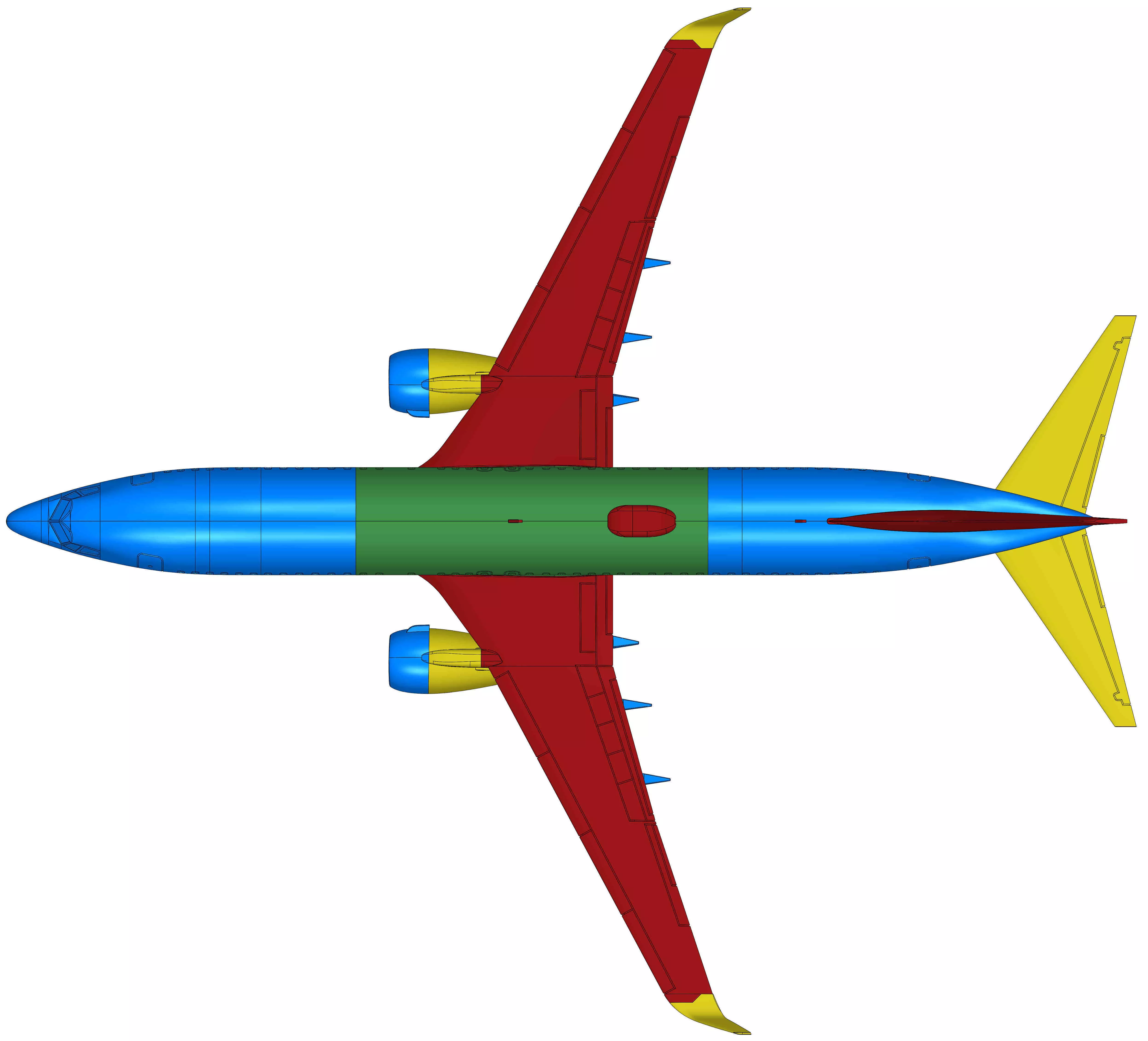 121213 Model kit Boeing 737-800 Sharklet Down 3D print model_15