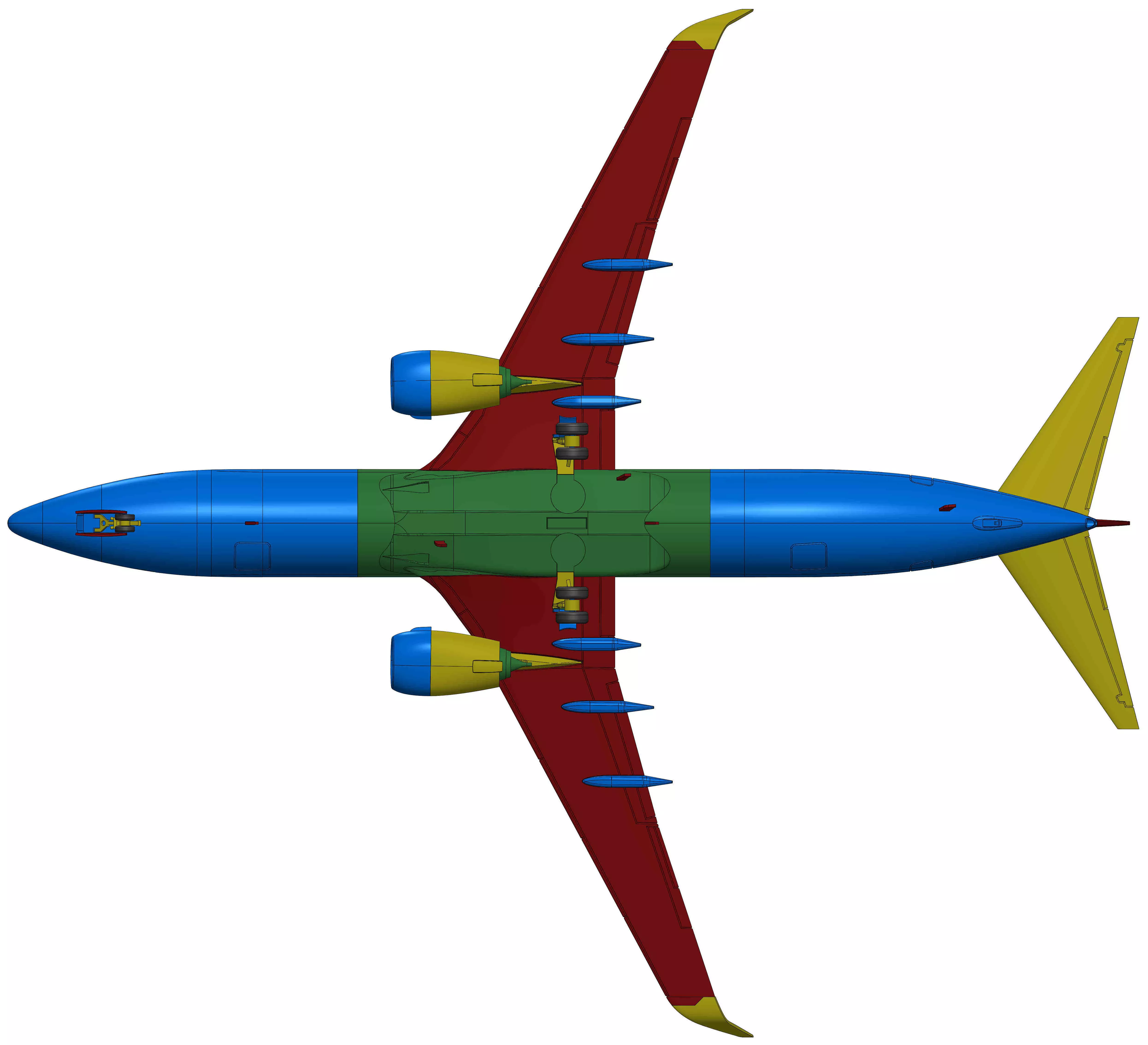 121213 Model kit Boeing 737-800 Sharklet Down 3D print model_16