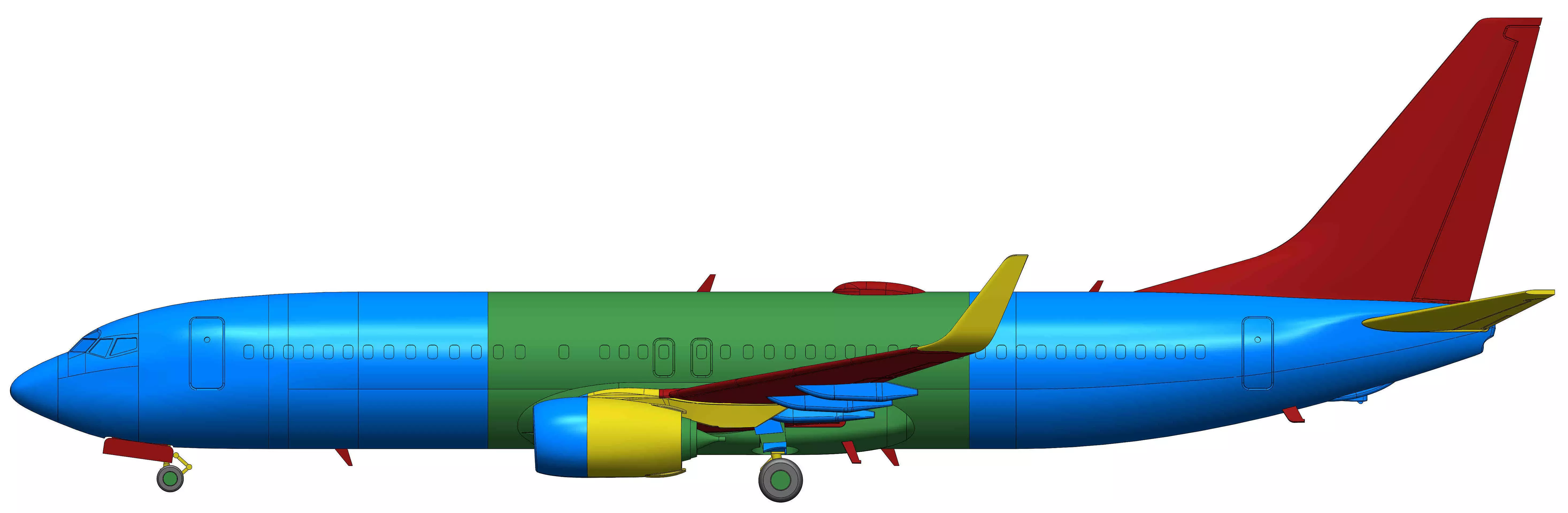 121213 Model kit Boeing 737-800 Sharklet Down 3D print model_14