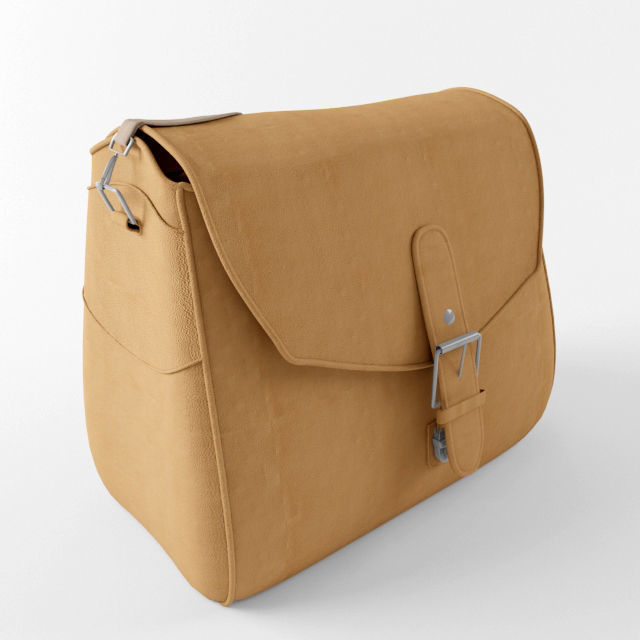handbag person messenger bag in tan 3D model_2