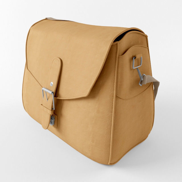 handbag person messenger bag in tan 3D model_1