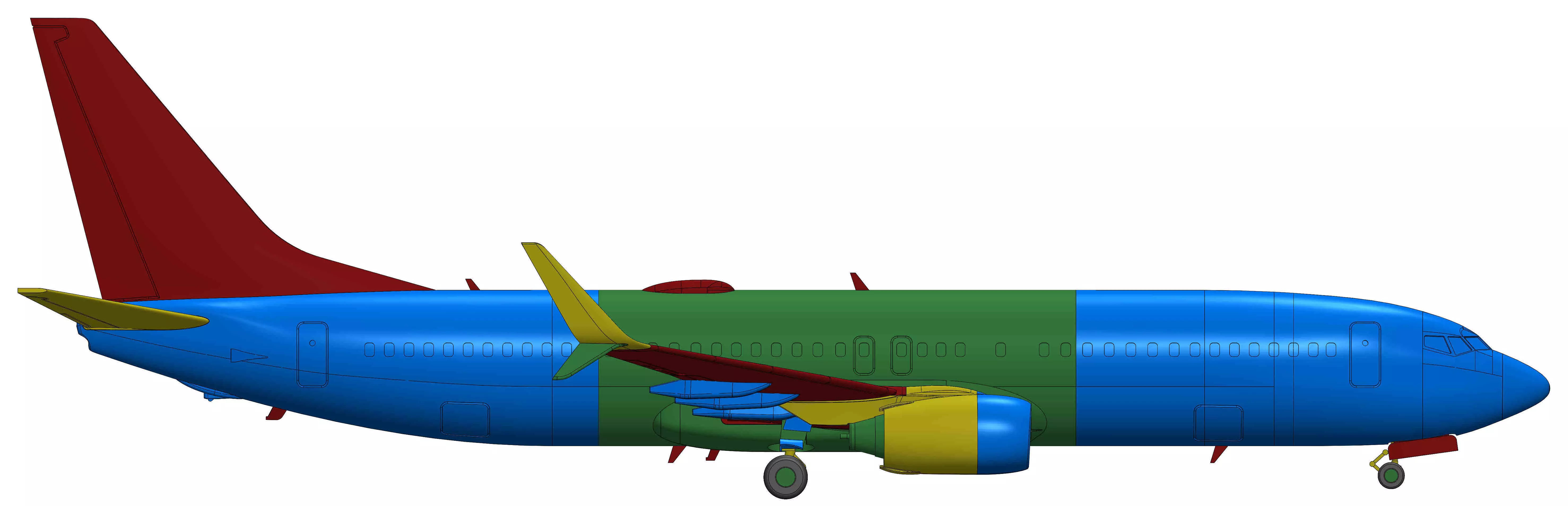 121214 Model kit Boeing 737-800 Split Scimitar Down 3D print model_26