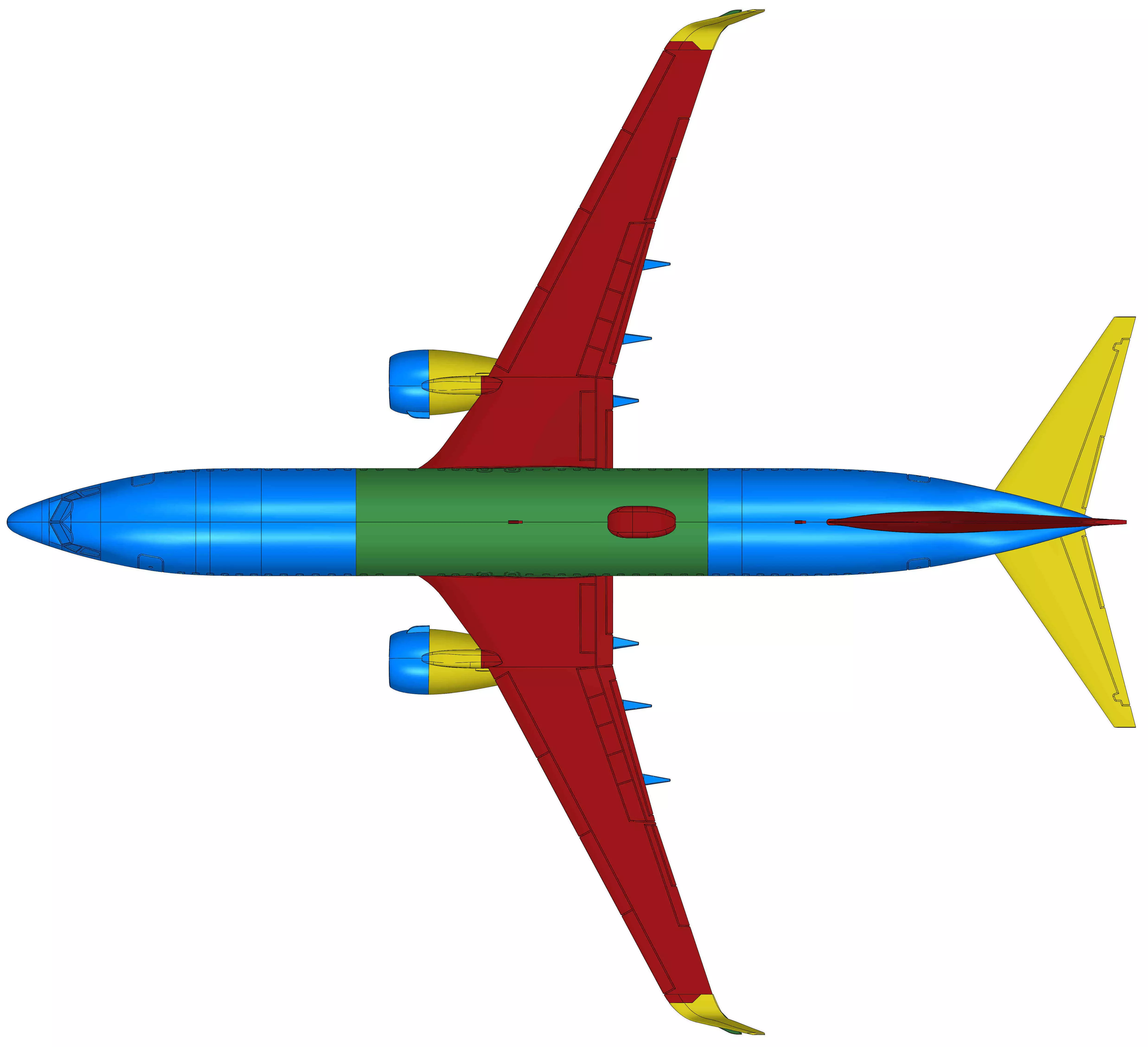 121214 Model kit Boeing 737-800 Split Scimitar Down 3D print model_23