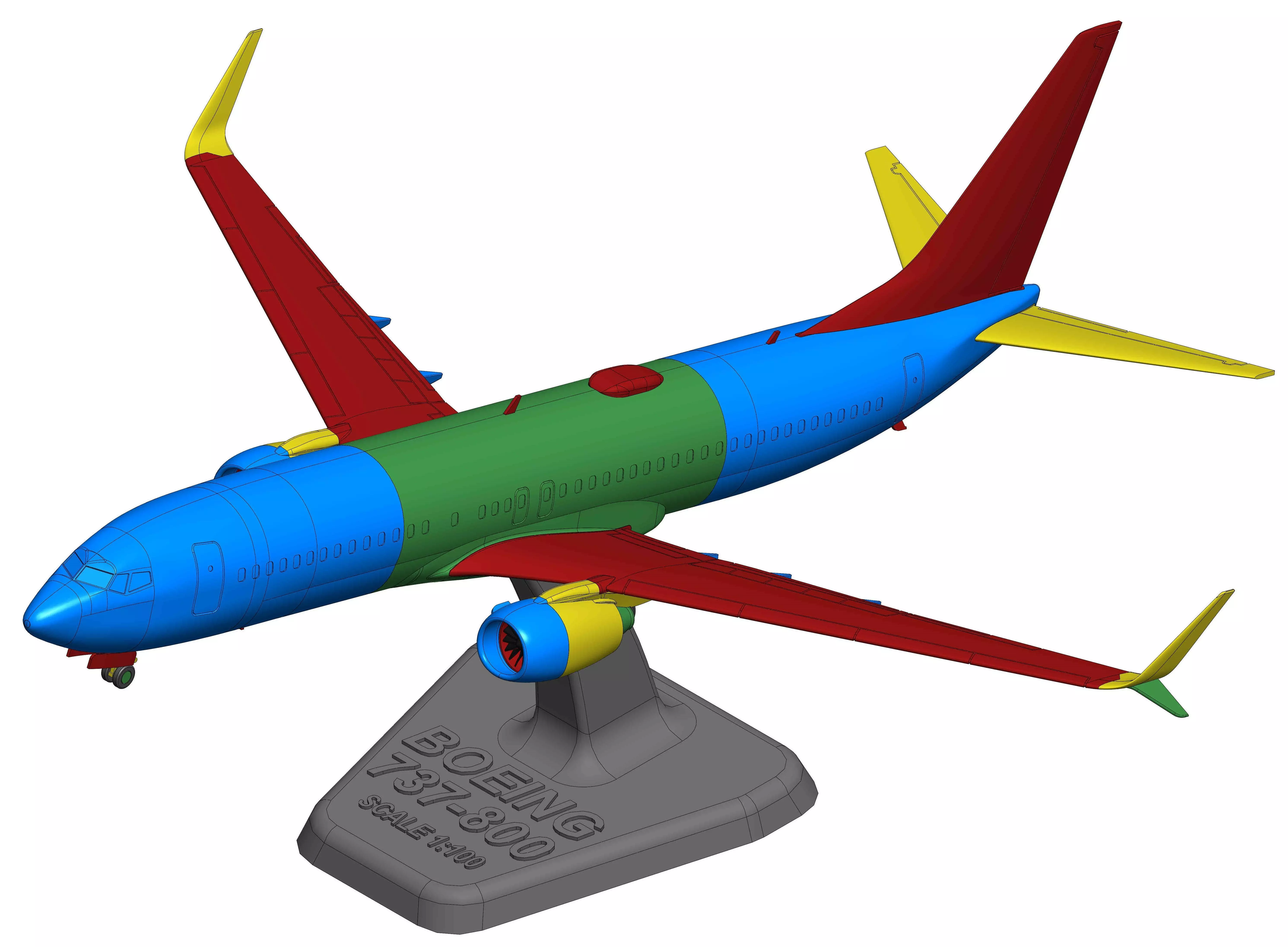 121214 Model kit Boeing 737-800 Split Scimitar Down 3D print model_31