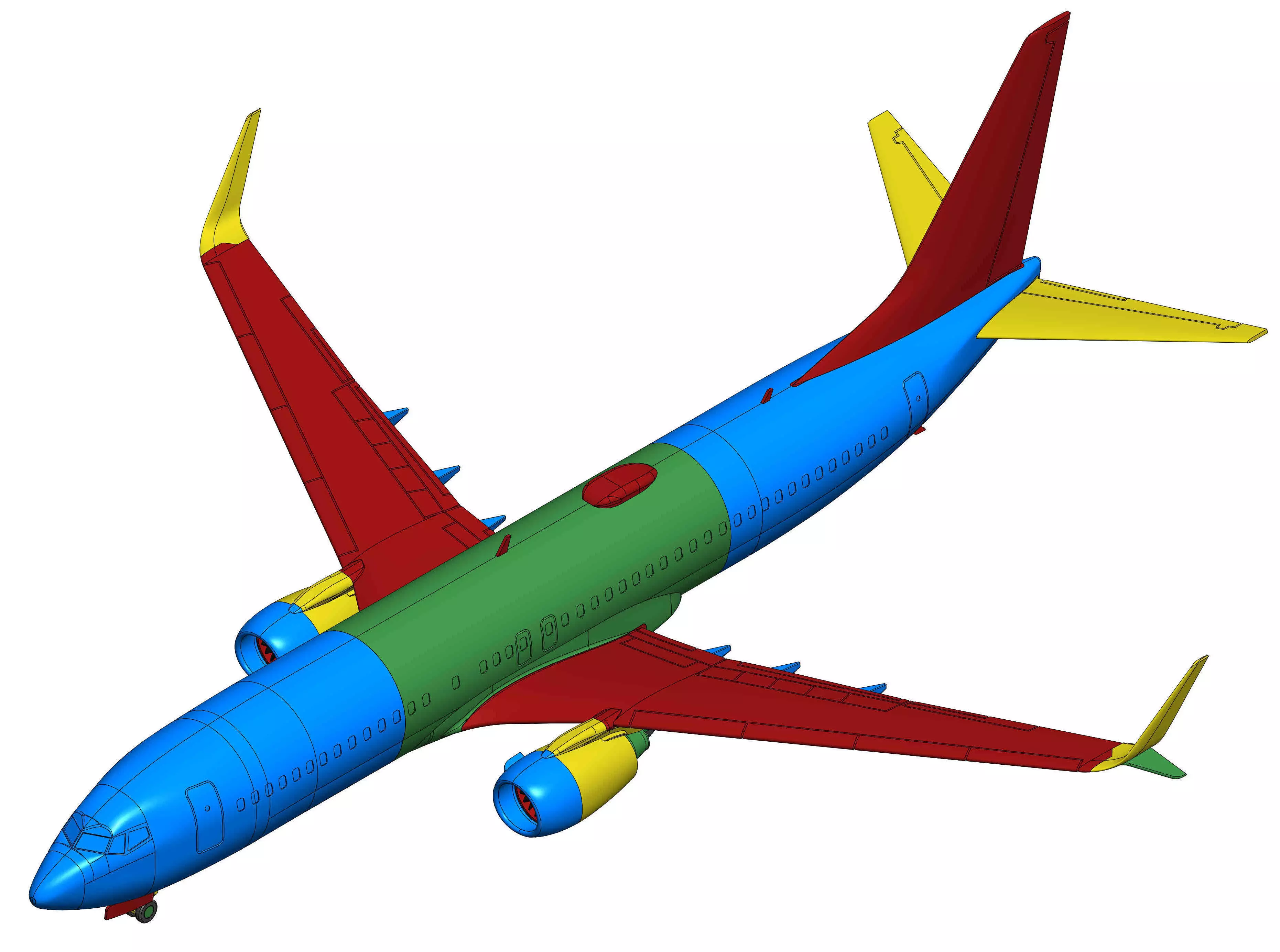 121214 Model kit Boeing 737-800 Split Scimitar Down 3D print model_27