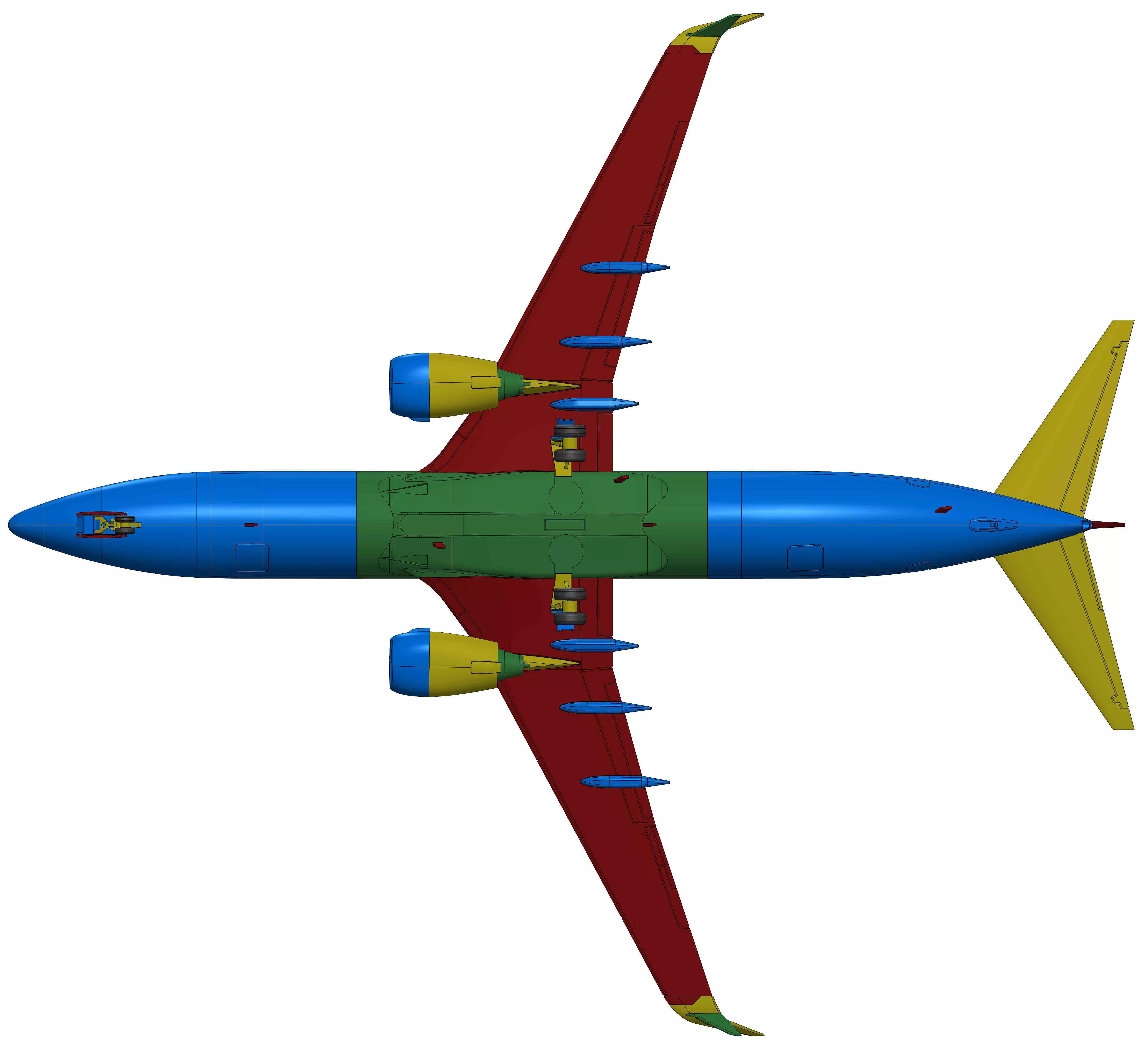 121214 Model kit Boeing 737-800 Split Scimitar Down 3D print model_24