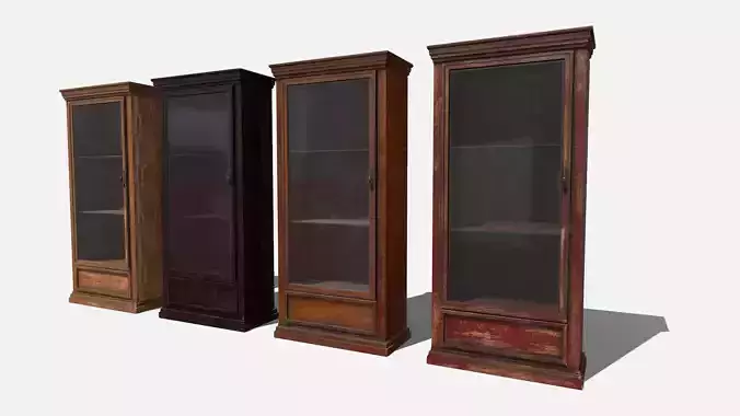Tall Glass Cabinet Low-poly 3D model