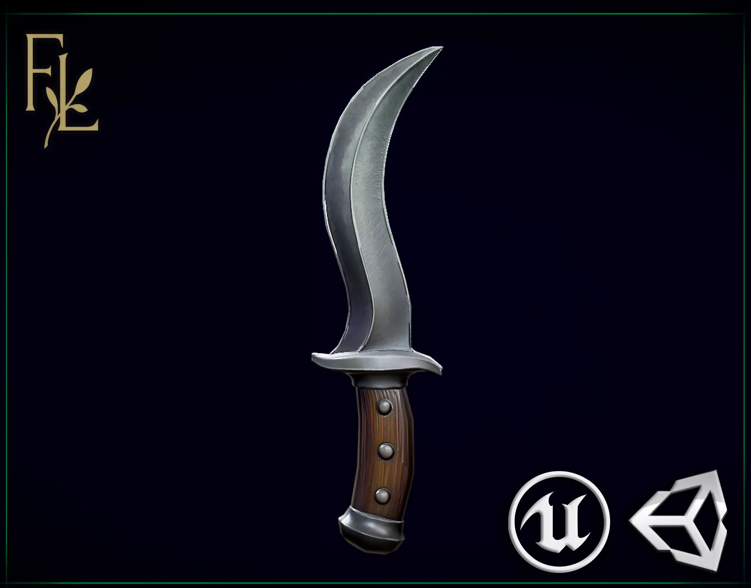 Dagger - Game Ready Weapon Low-poly 3D model_0