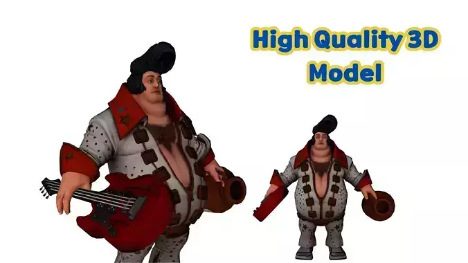 Stylized Drunk Elvis Impersonator Character Low-poly 3D model