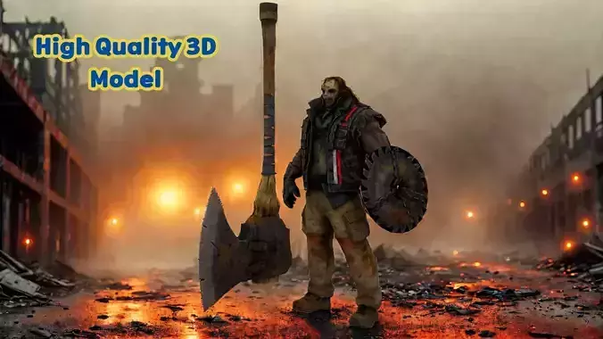 PostApocalyptic Killer Rigged and  Animated 3D Character Low-poly 3D model
