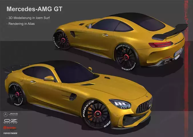 2020 Mercedes-Benz GT- AMG Low-poly 3D model