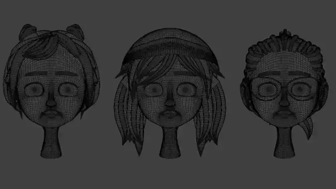 3D Cartoon Head Toon Character Female