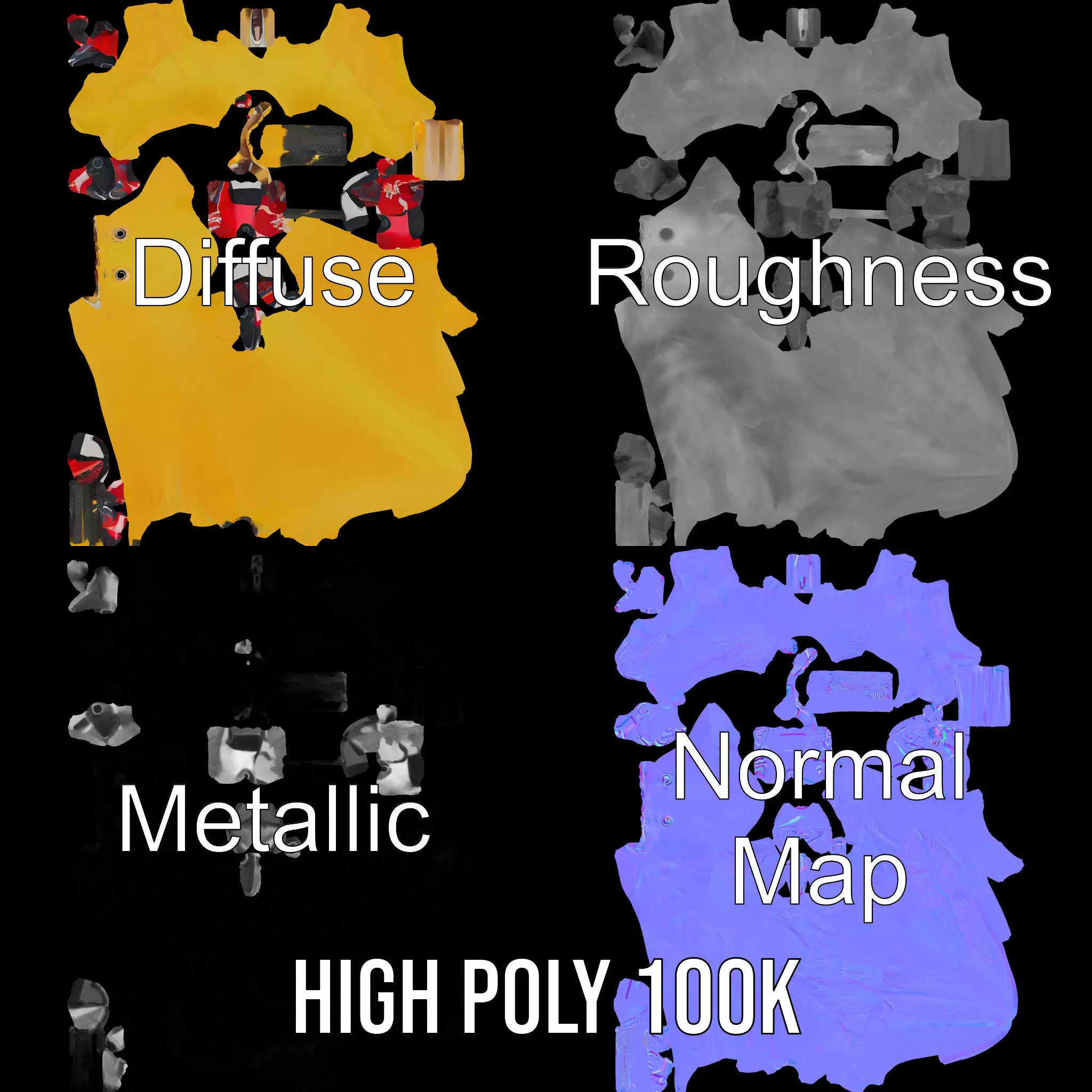 Yellow Parrot Character with Red Shoes Rigged and Animated Model Low-poly 3D model_4