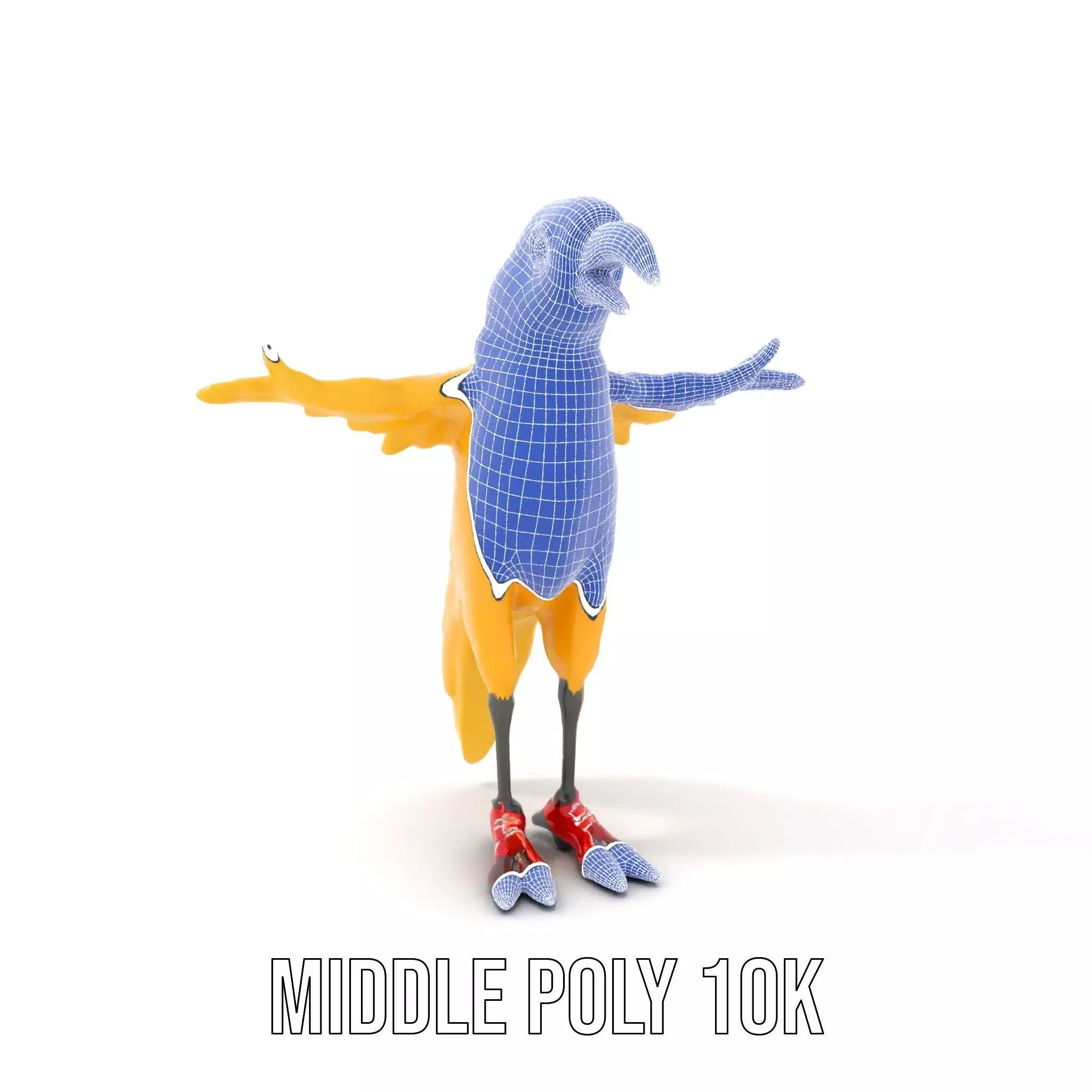 Yellow Parrot Character with Red Shoes Rigged and Animated Model Low-poly 3D model_19