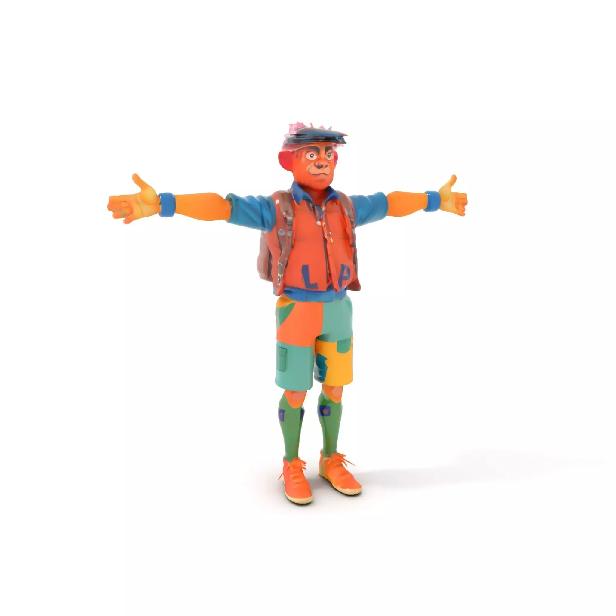 Colorful Character Model Pack with Backpack and Hat Low-poly 3D model_0