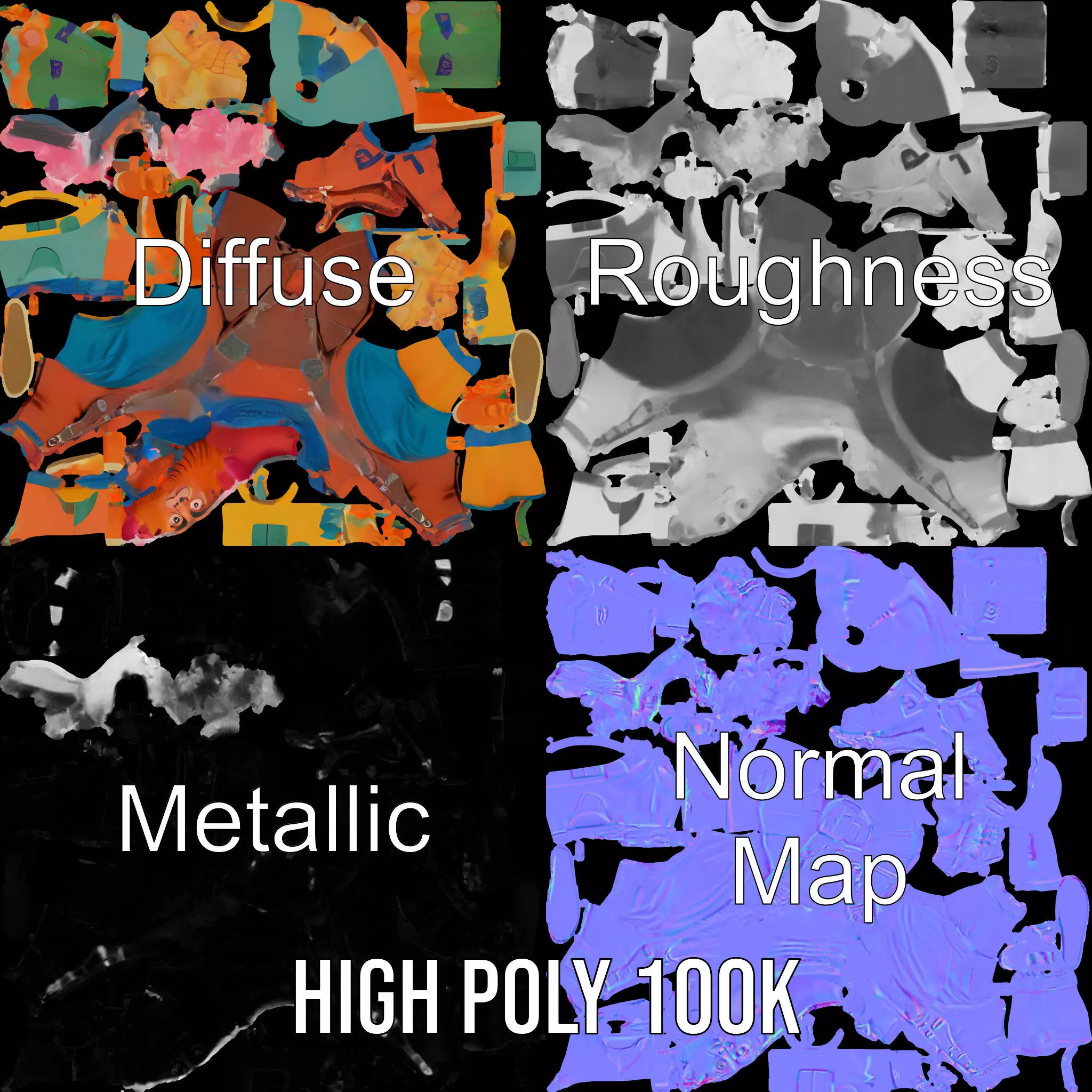 Colorful Character Model Pack with Backpack and Hat Low-poly 3D model_4