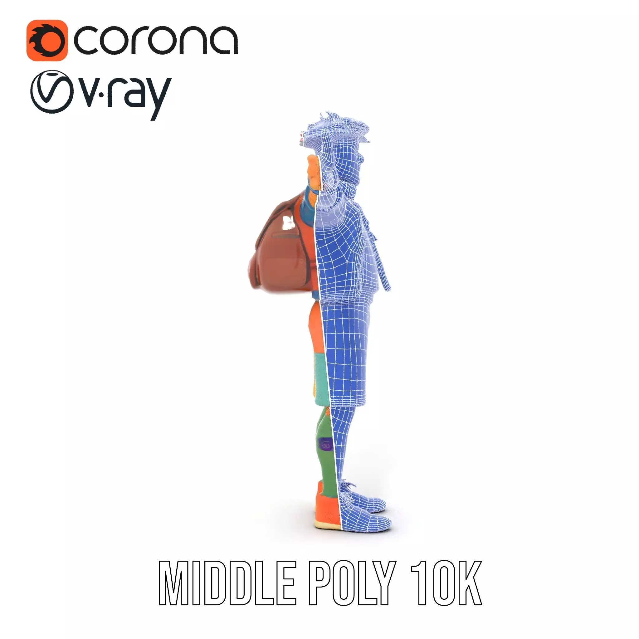 Colorful Character Model Pack with Backpack and Hat Low-poly 3D model_30