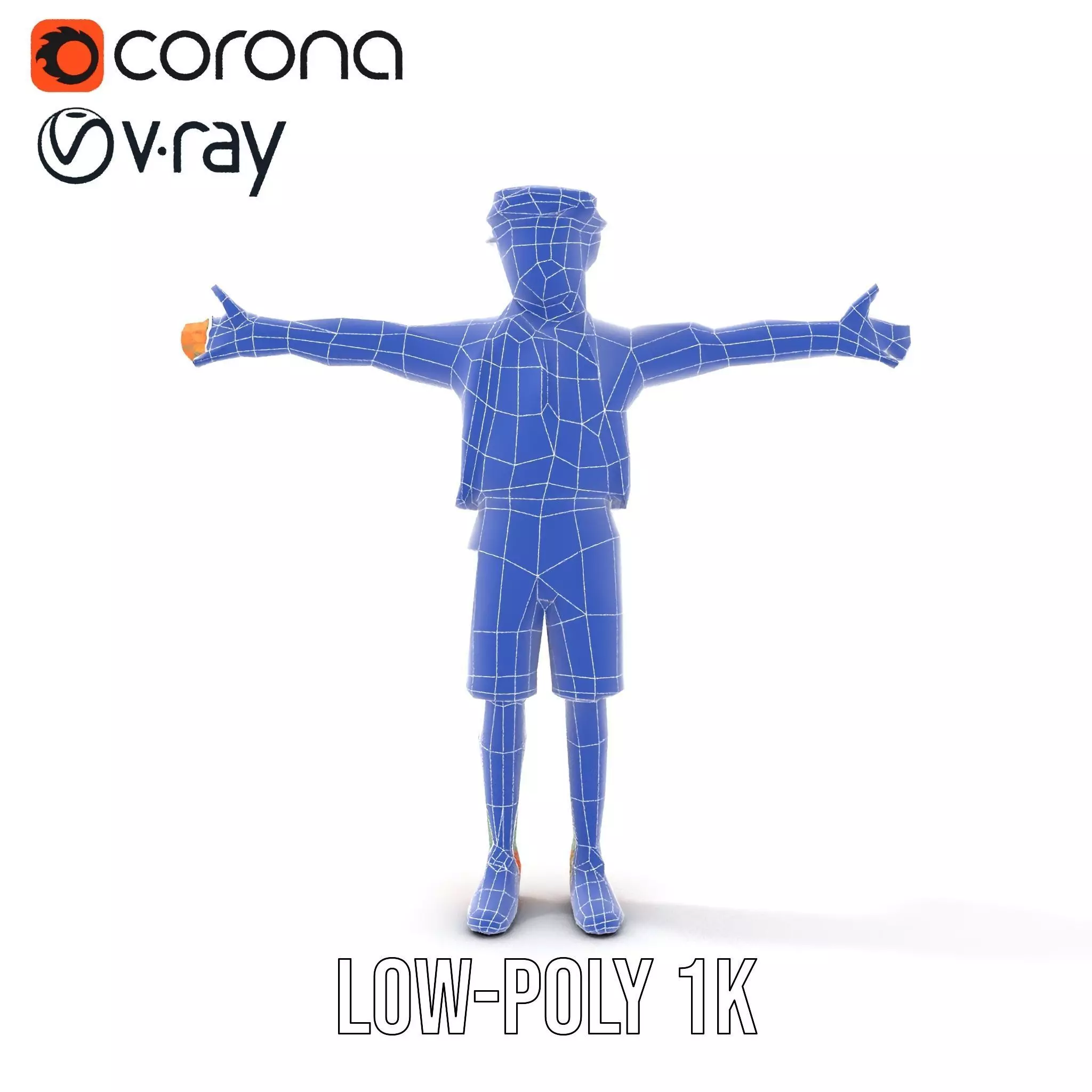 Colorful Character Model Pack with Backpack and Hat Low-poly 3D model_8