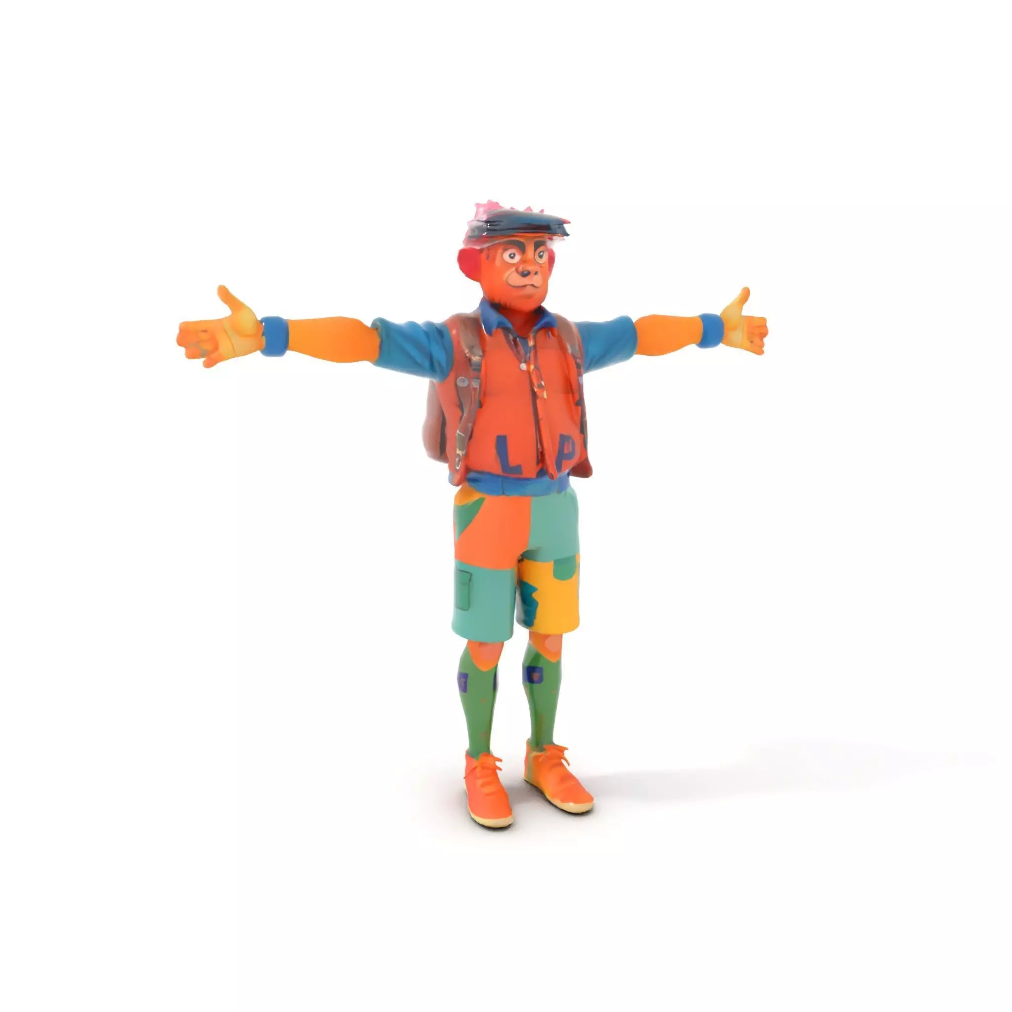 Colorful Character Model Pack with Backpack and Hat Low-poly 3D model_6