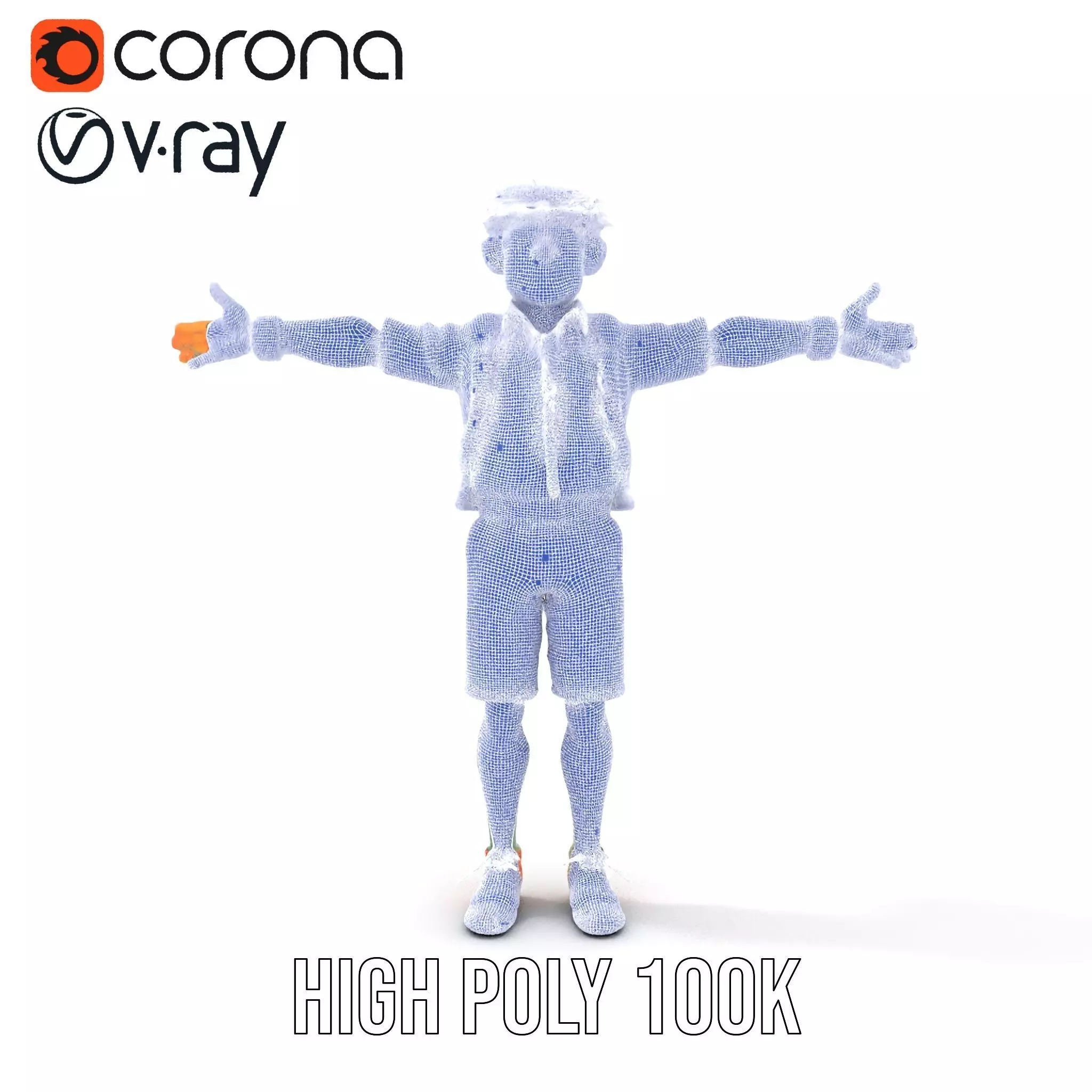 Colorful Character Model Pack with Backpack and Hat Low-poly 3D model_29