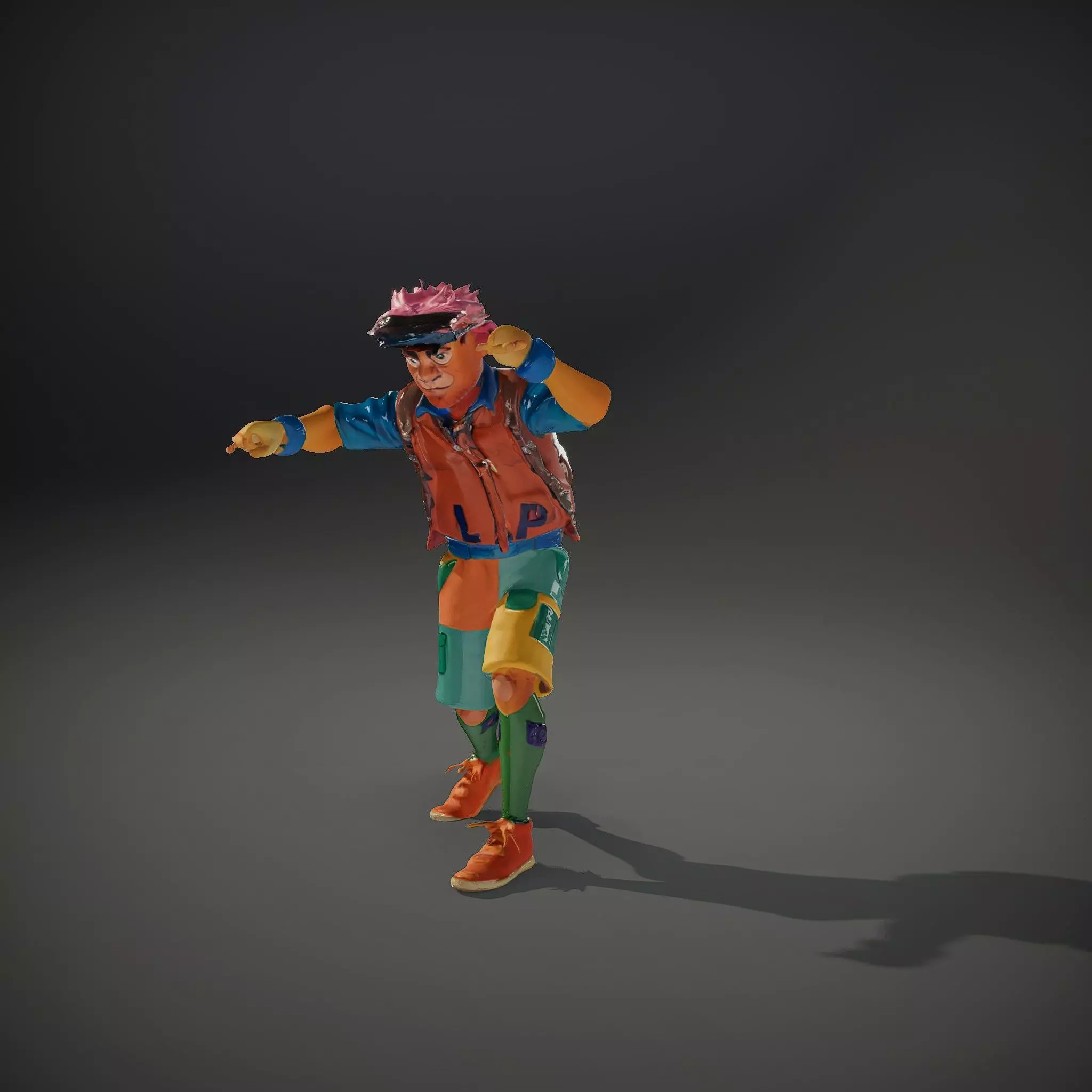 Colorful Character Model Pack with Backpack and Hat Low-poly 3D model_35