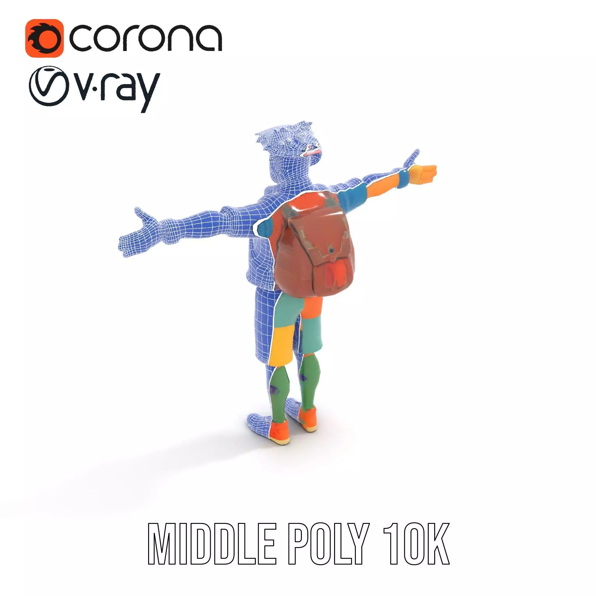 Colorful Character Model Pack with Backpack and Hat Low-poly 3D model_18