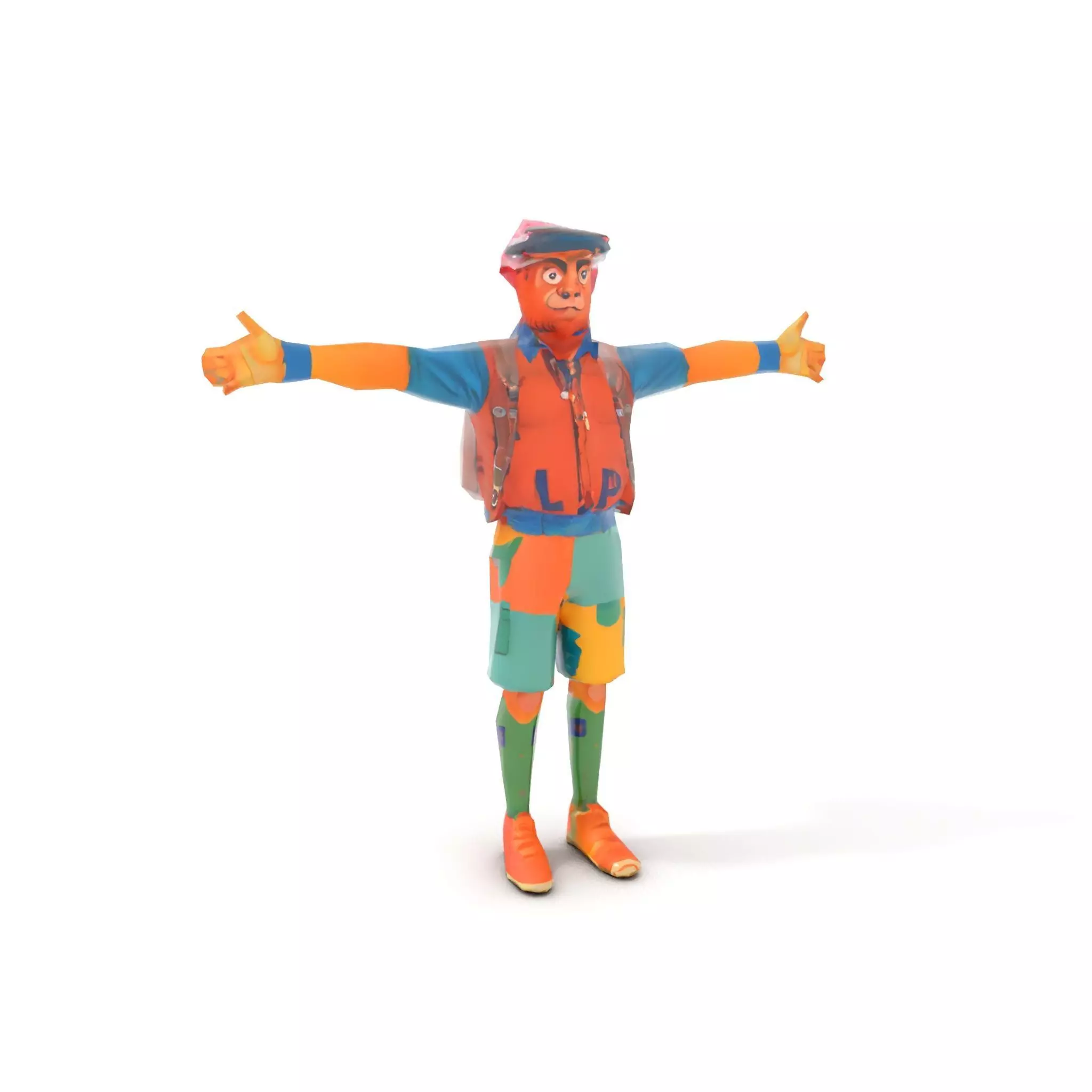Colorful Character Model Pack with Backpack and Hat Low-poly 3D model_14